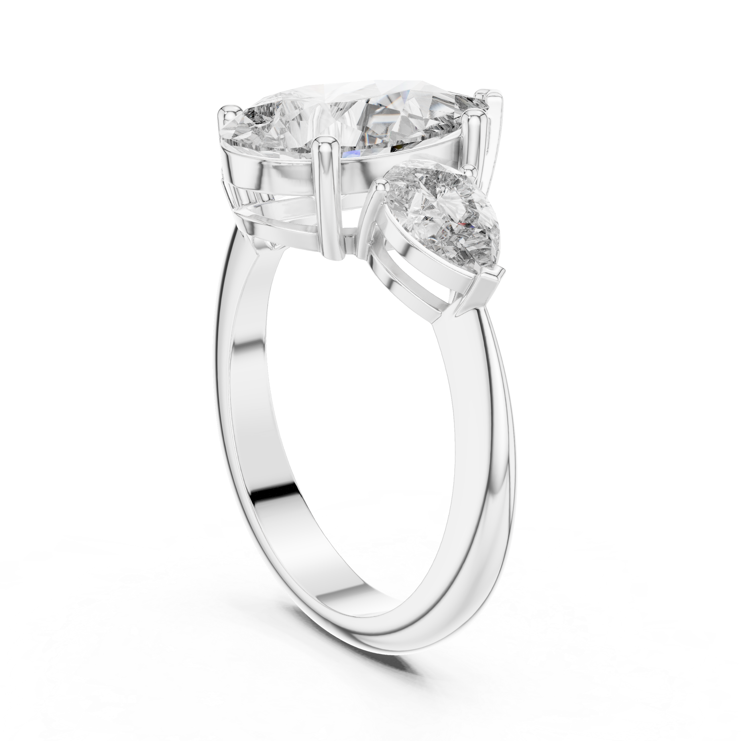 Three-Stone Pear-Cut Diamond Engagement Ring