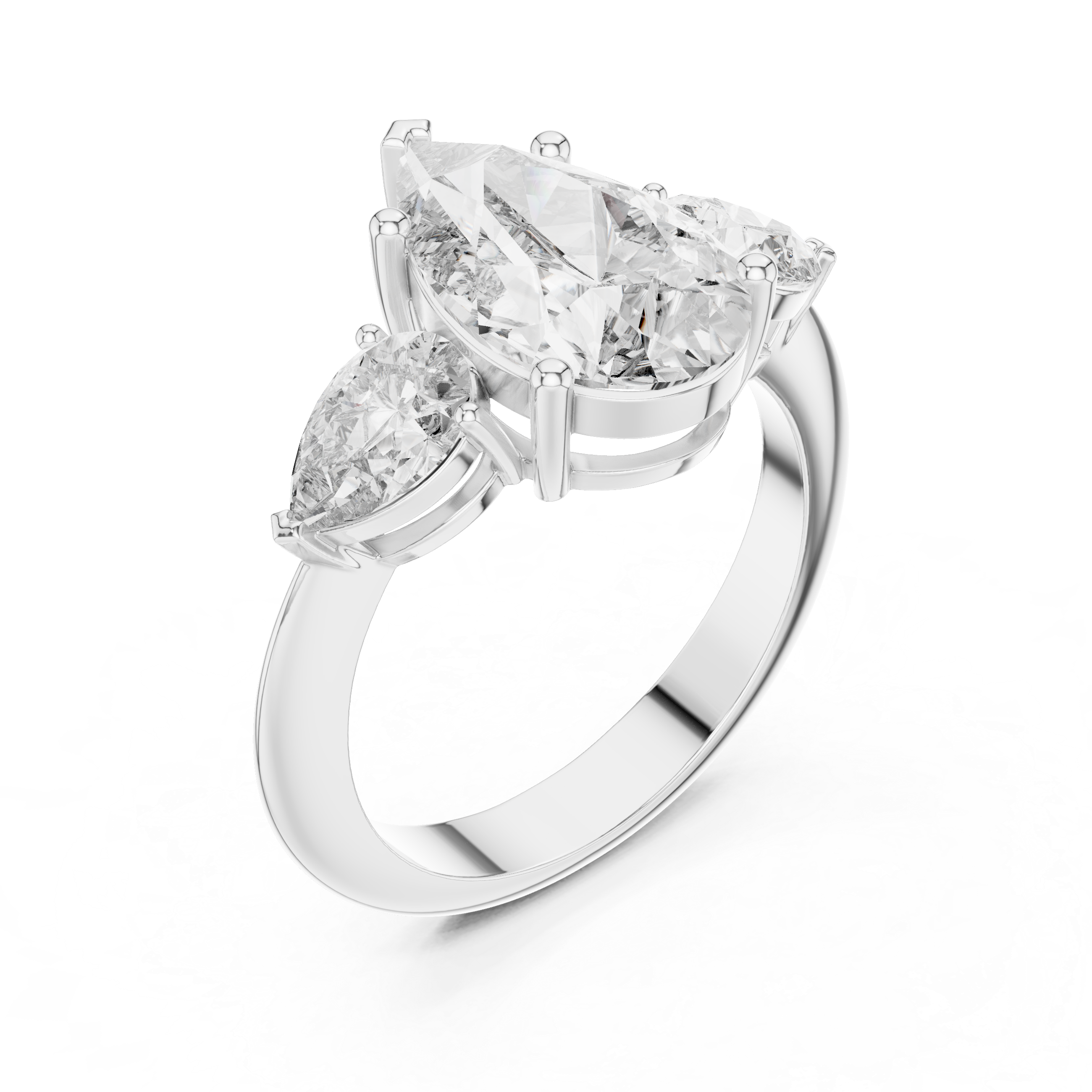 Three-Stone Pear-Cut Diamond Engagement Ring