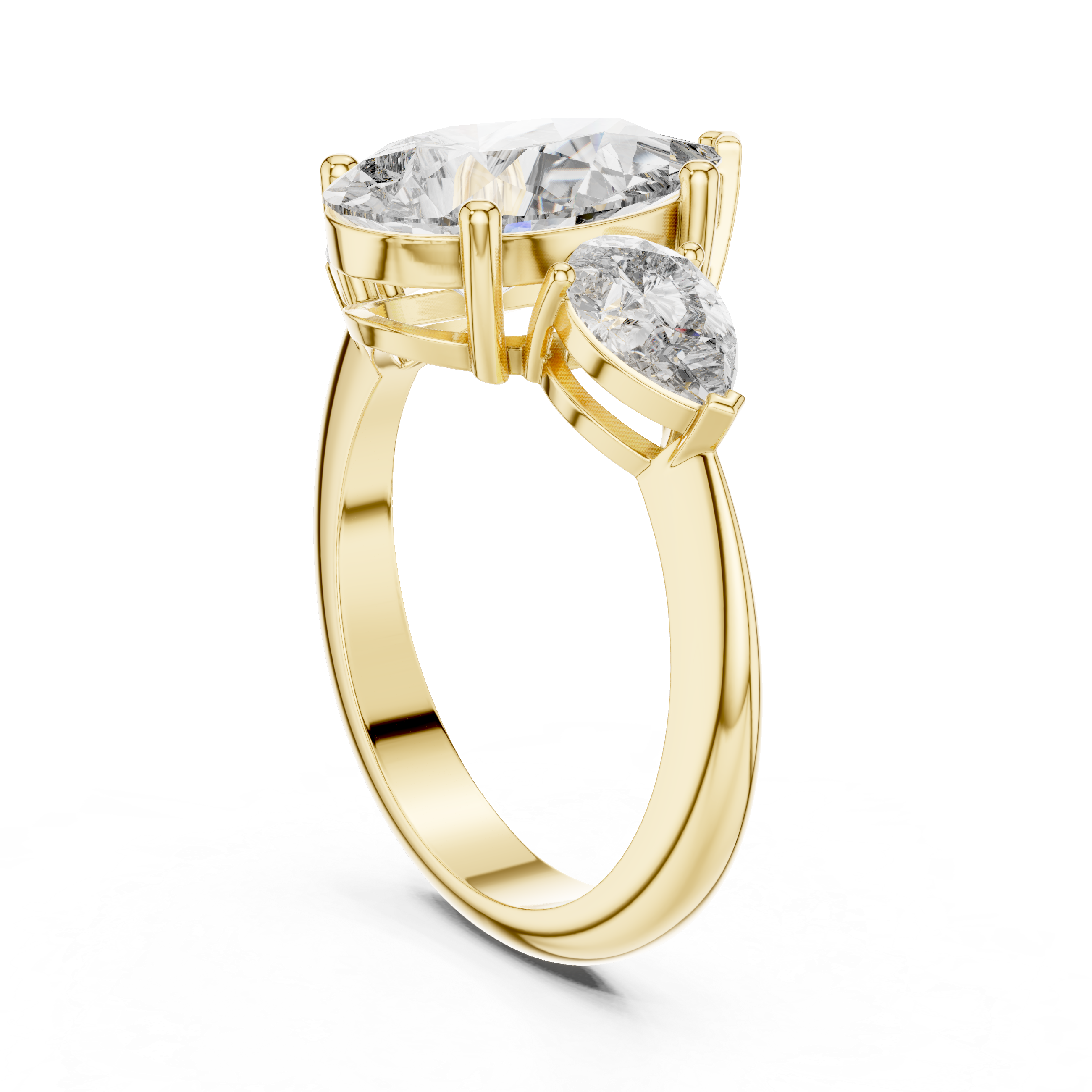 Three-Stone Pear-Cut Diamond Engagement Ring