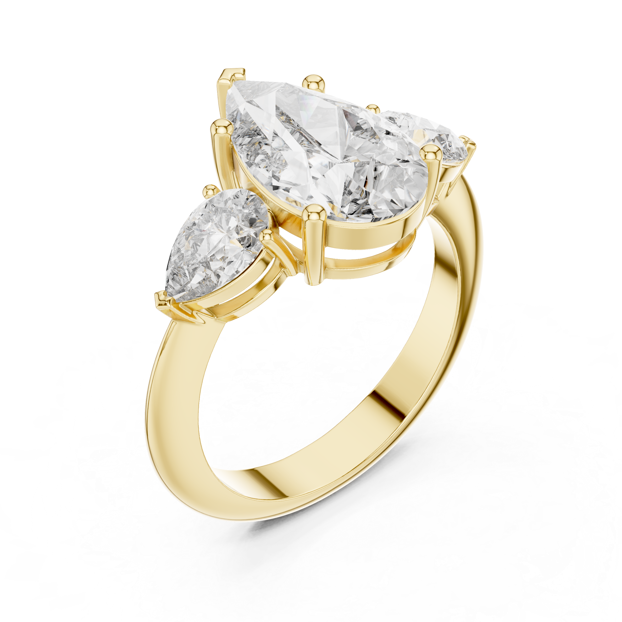 Three-Stone Pear-Cut Diamond Engagement Ring