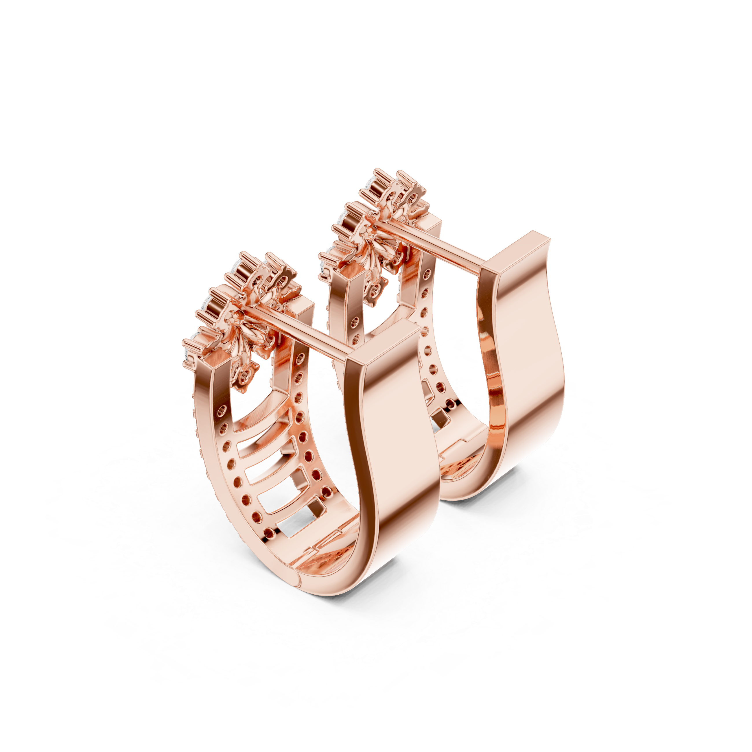 floral diamond cluster centerpiece and diamond-studded edges.