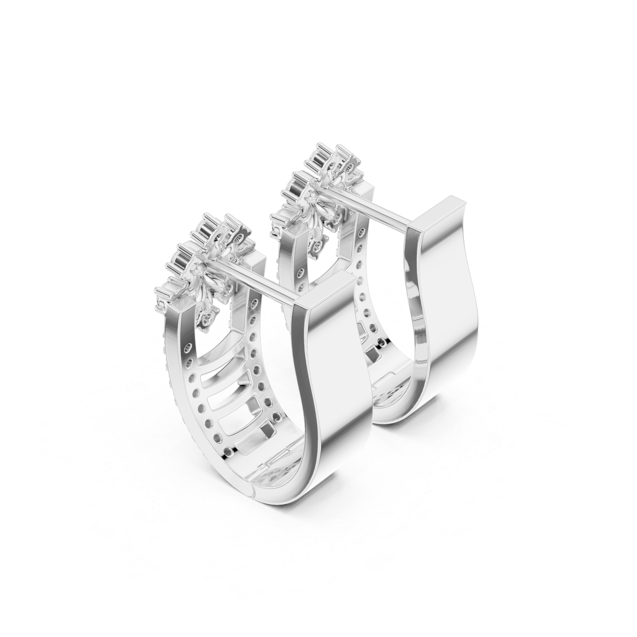 floral diamond cluster centerpiece and diamond-studded edges.