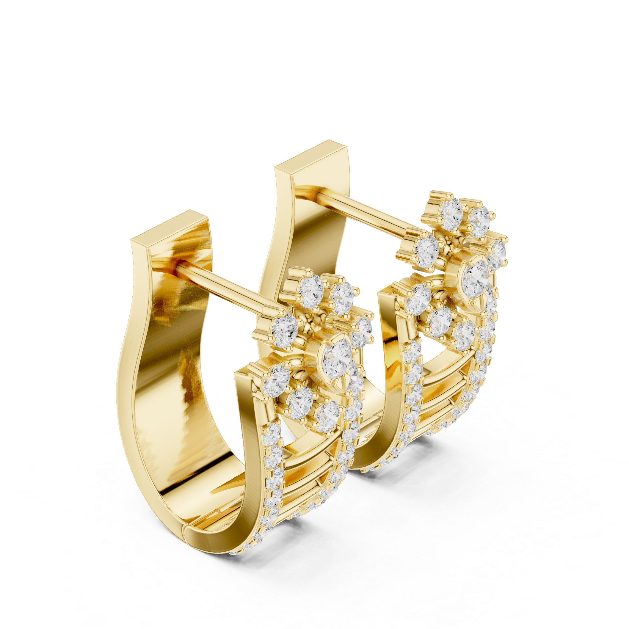 floral diamond cluster centerpiece and diamond-studded edges.
