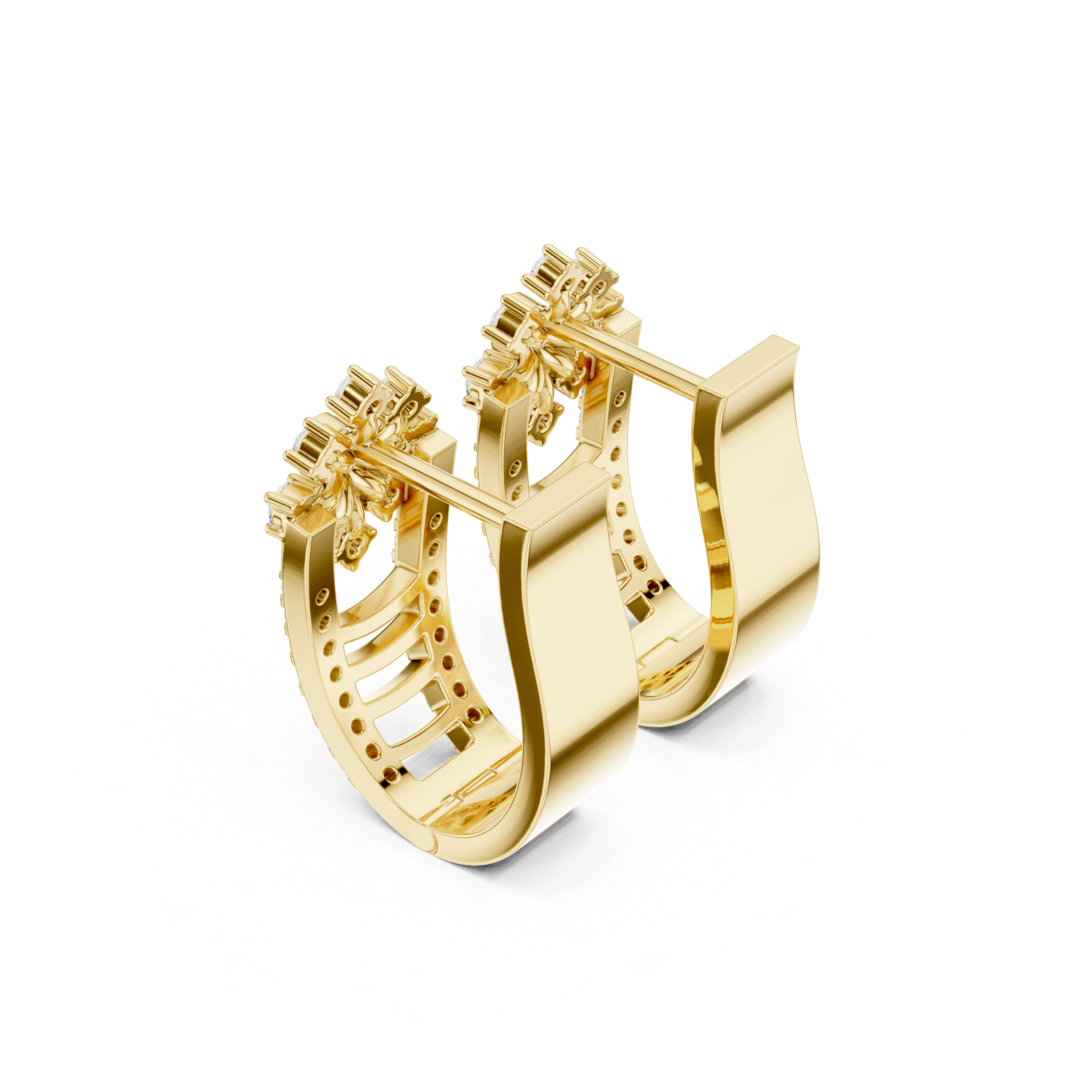 floral diamond cluster centerpiece and diamond-studded edges.