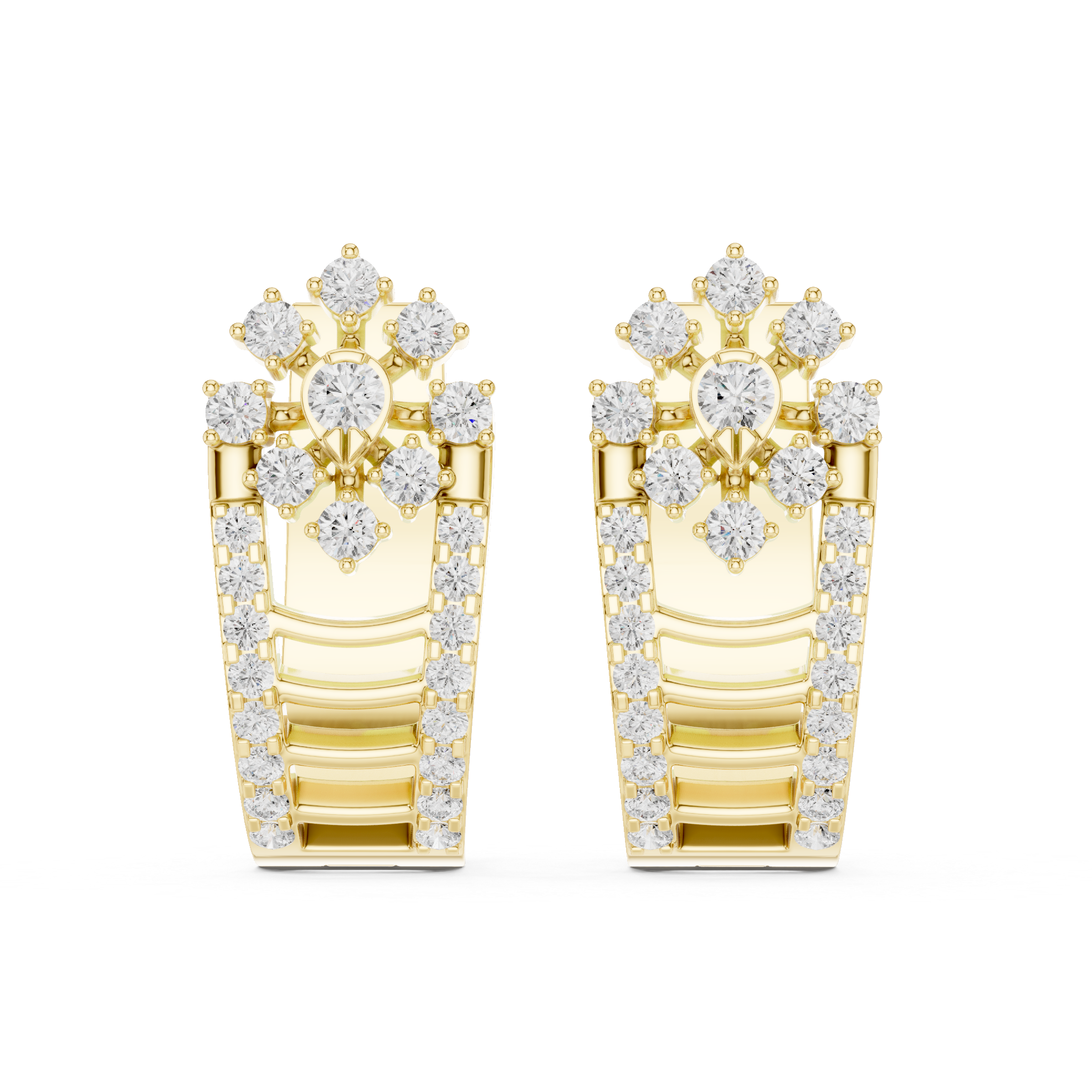 floral diamond cluster centerpiece and diamond-studded edges.