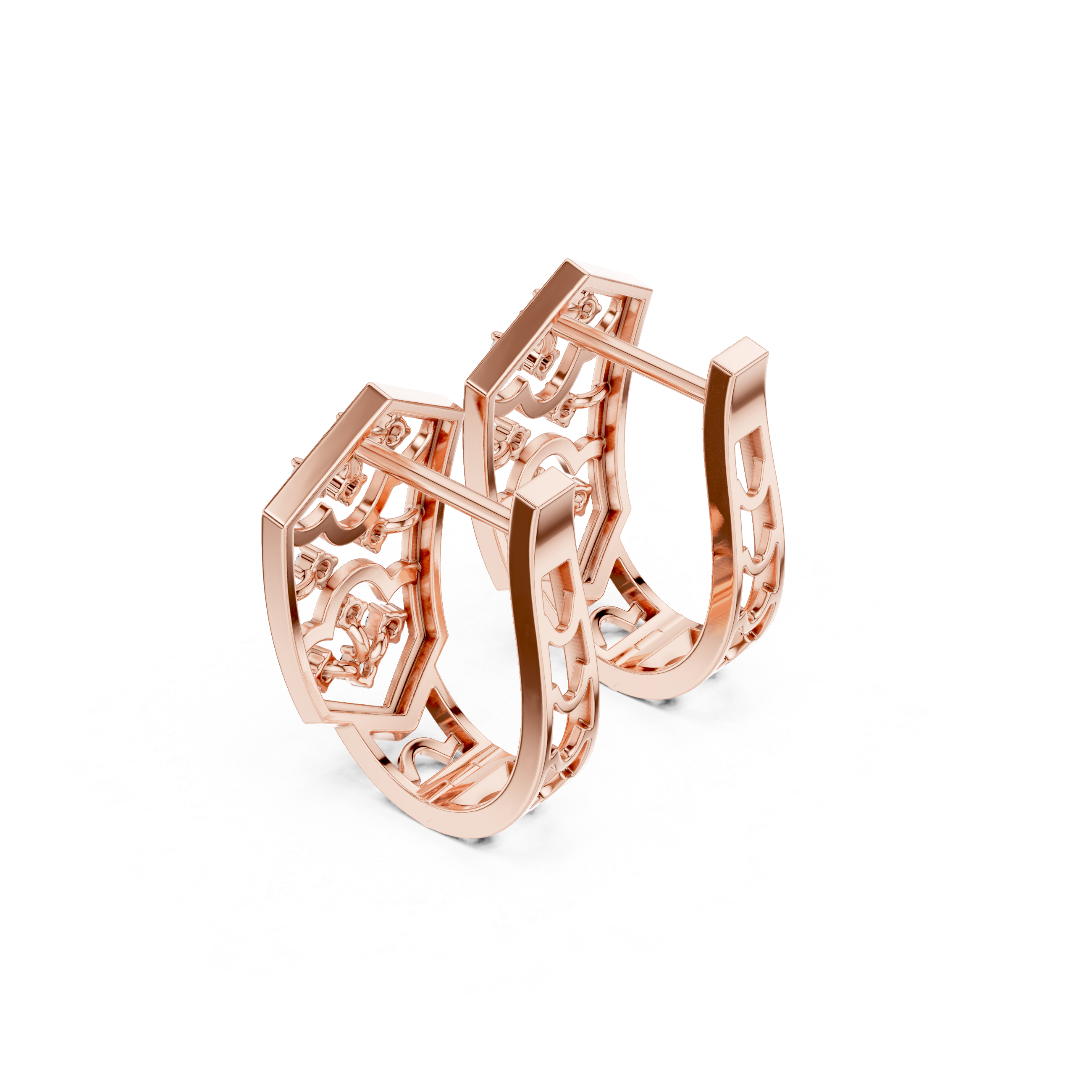 intricate openwork and scattered diamond clusters.