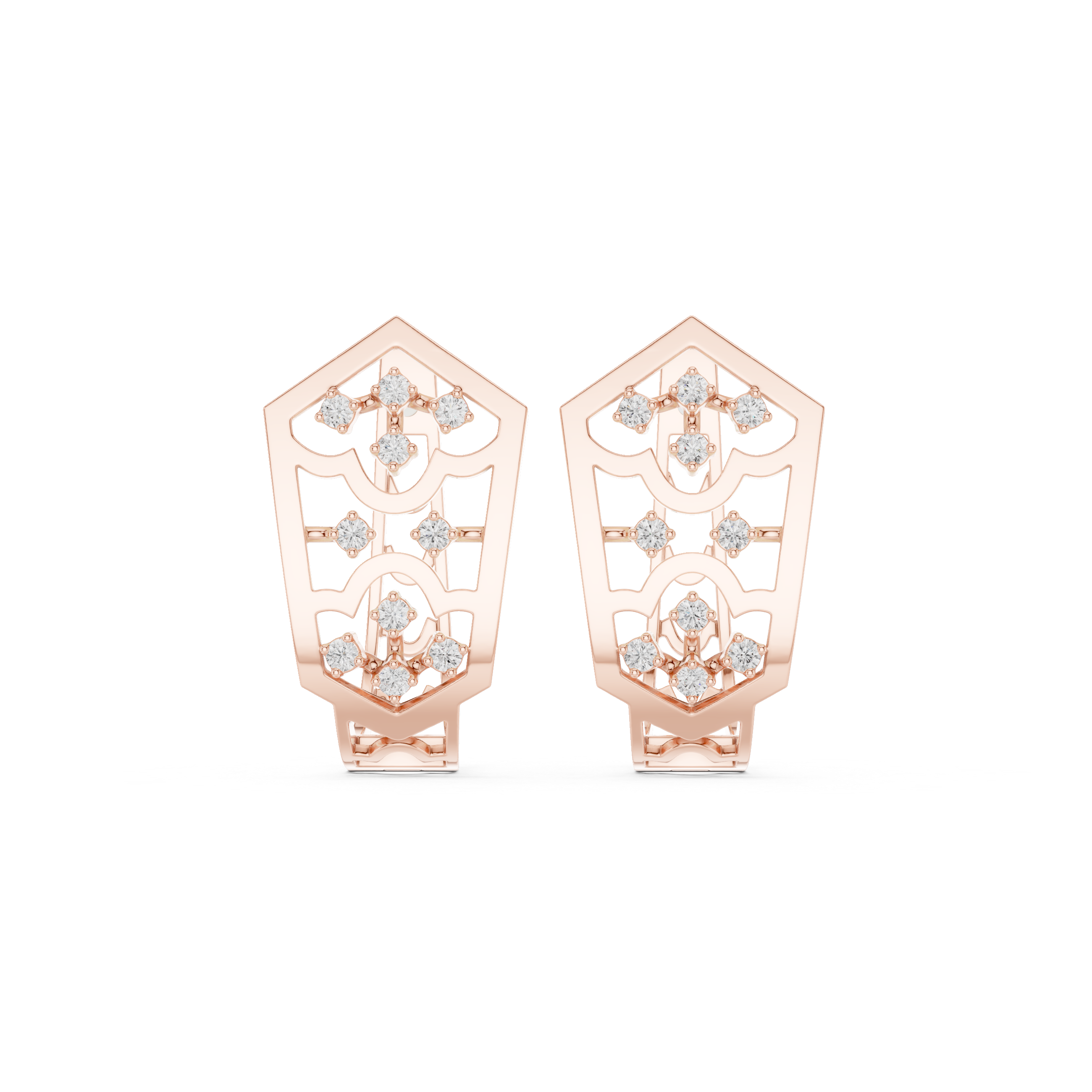 intricate openwork and scattered diamond clusters.