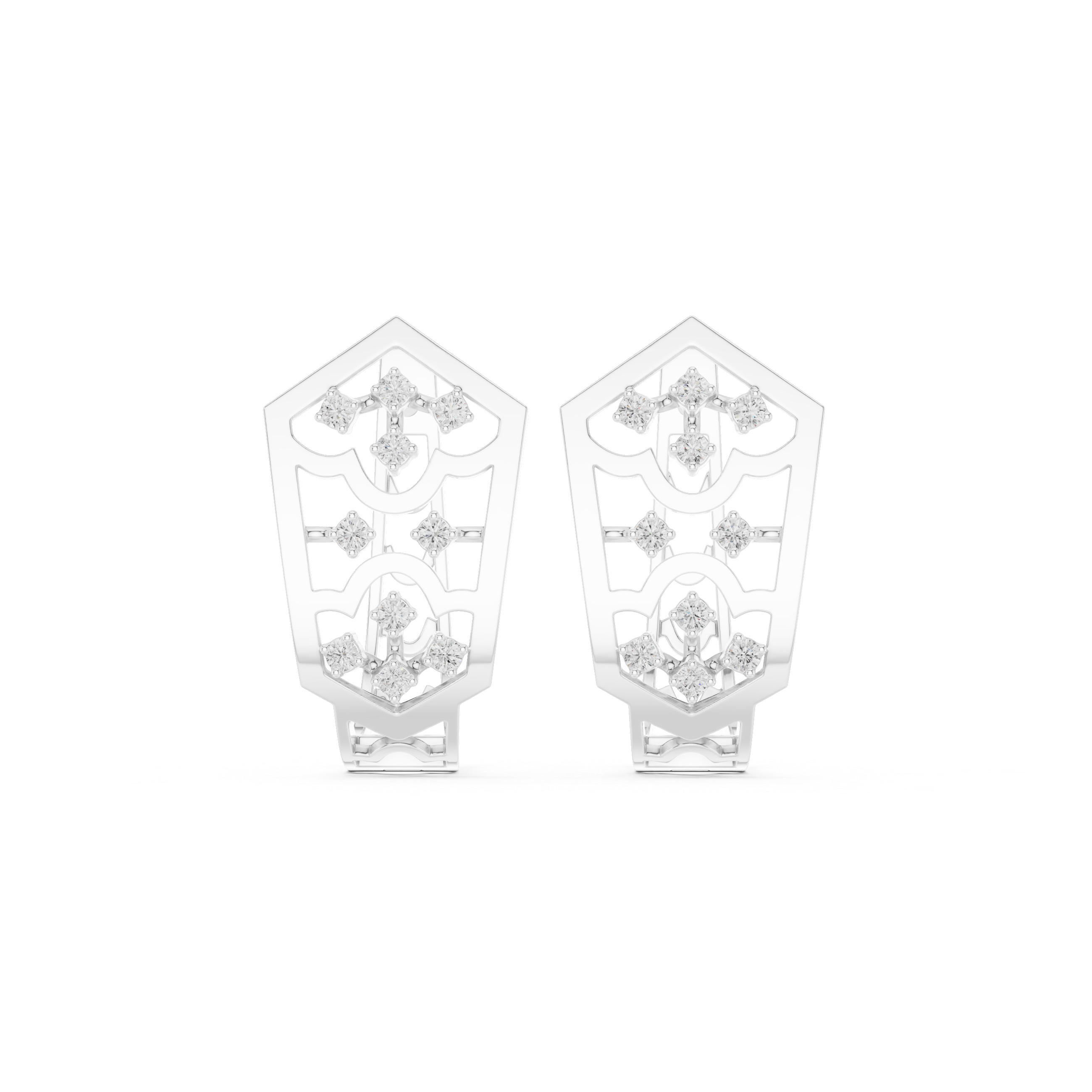 intricate openwork and scattered diamond clusters.
