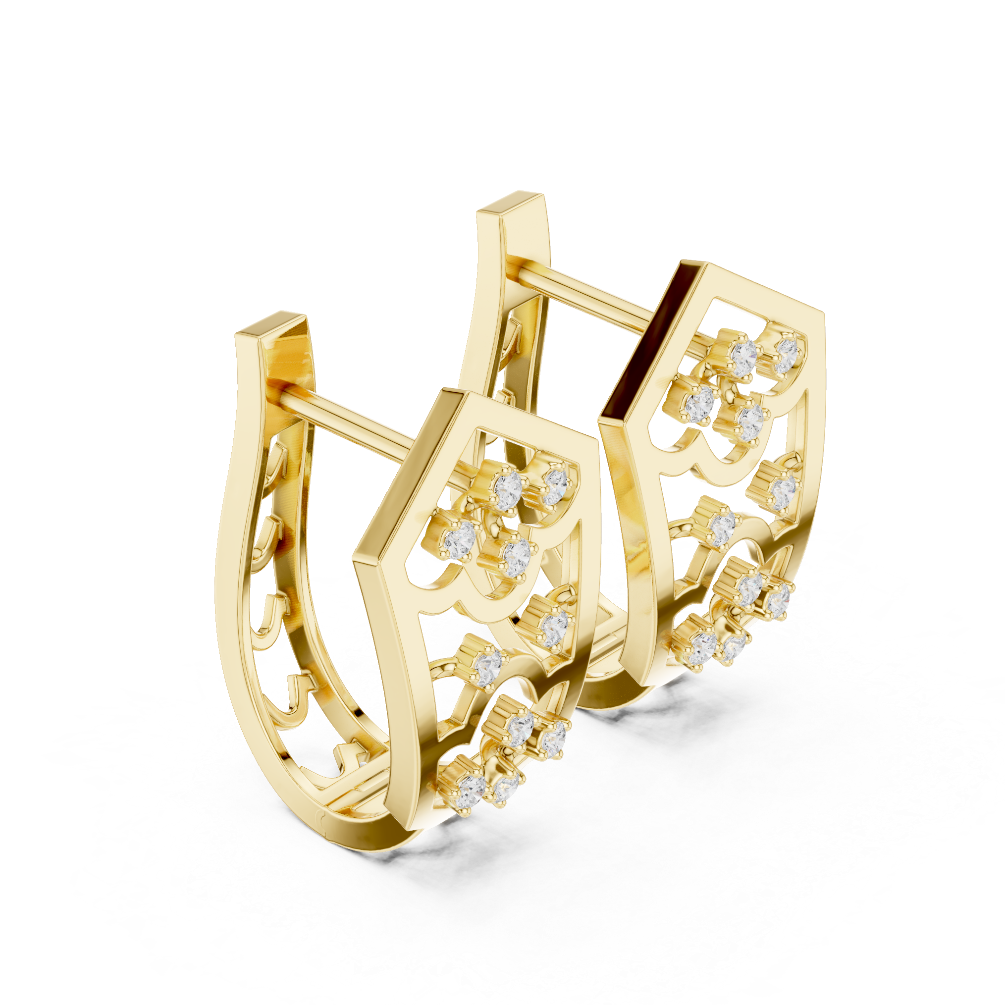 intricate openwork and scattered diamond clusters.
