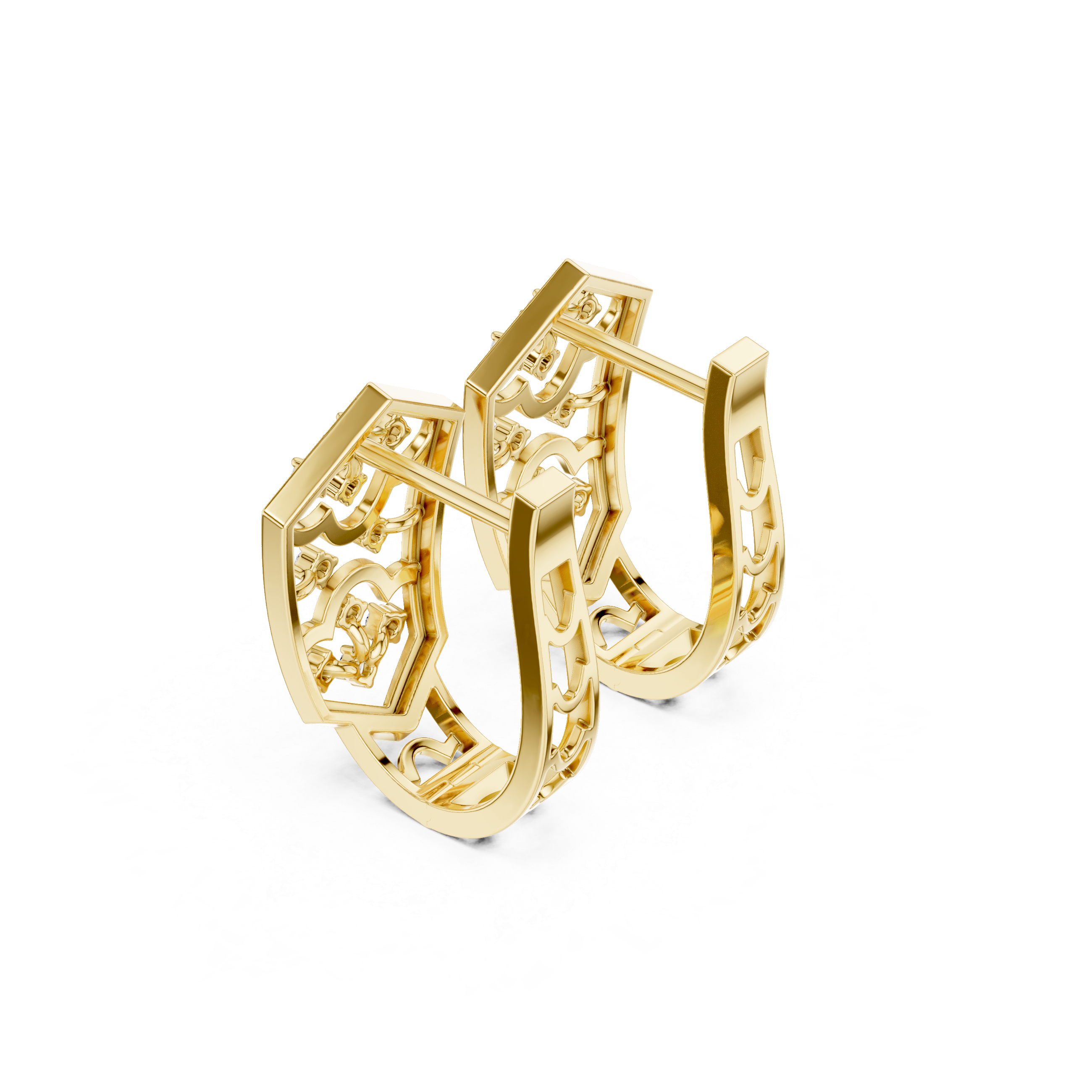 intricate openwork and scattered diamond clusters.