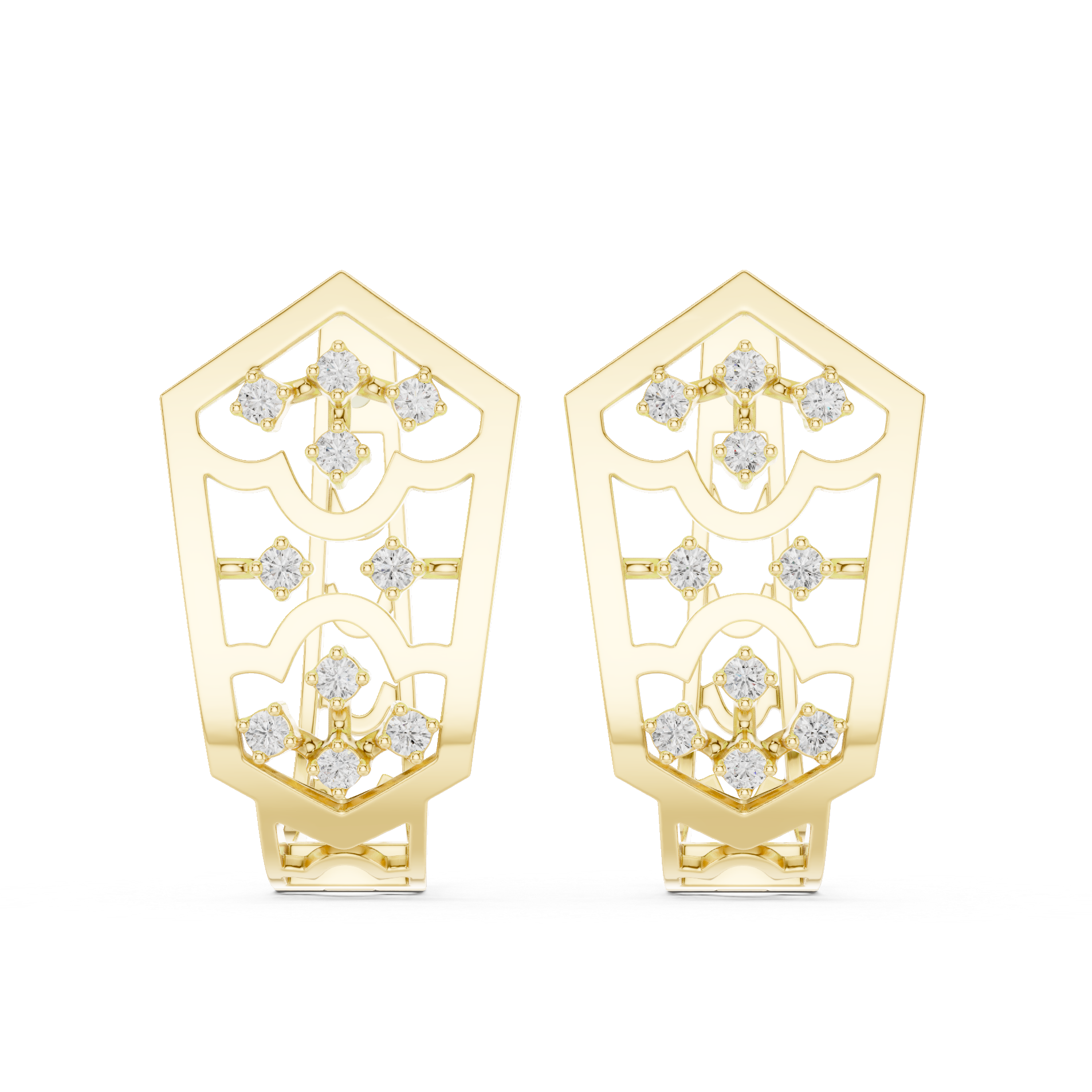 intricate openwork and scattered diamond clusters.