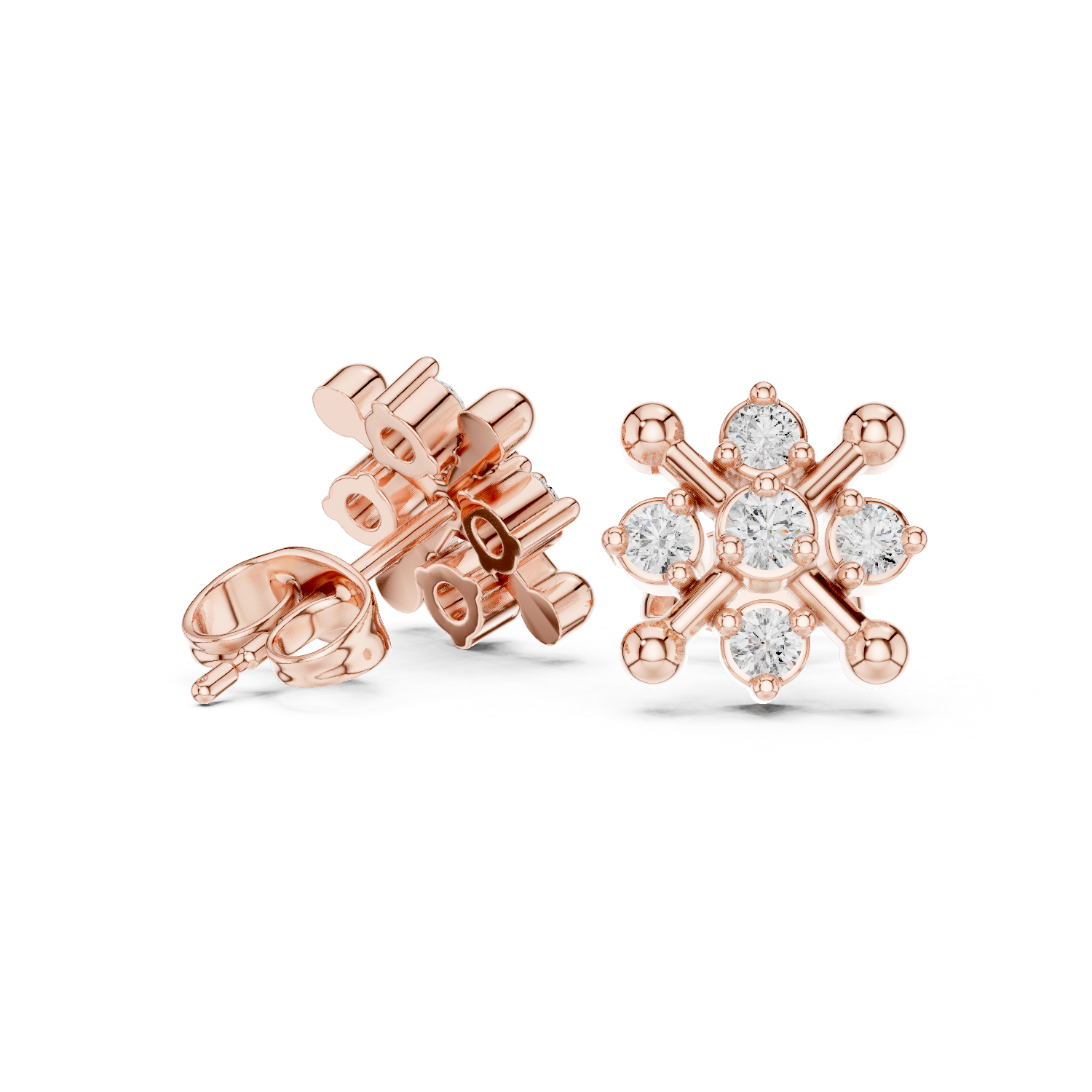 Celestial Floral Rose Gold Earrings