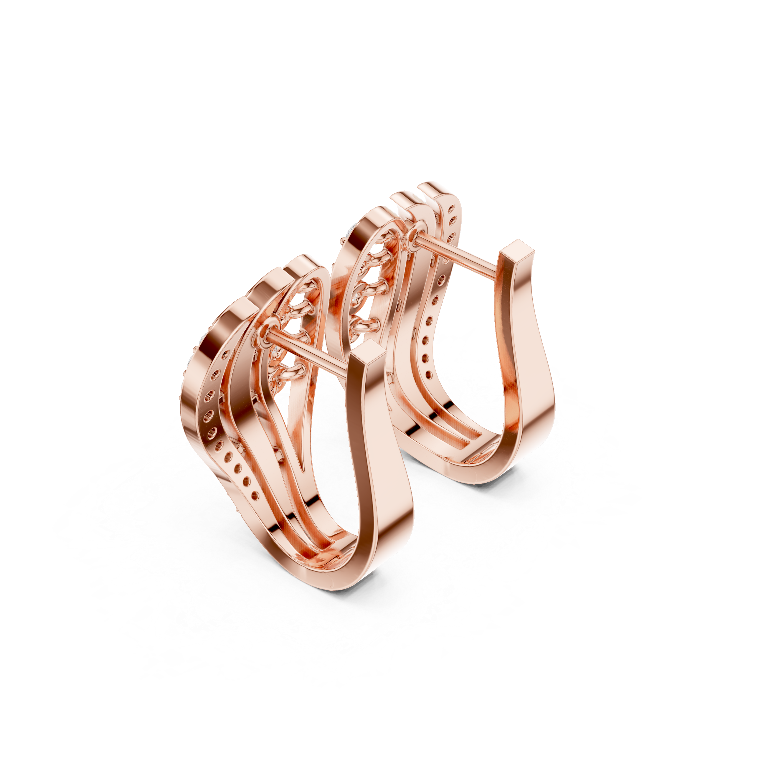 wing-shaped earrings with flowing diamond accents