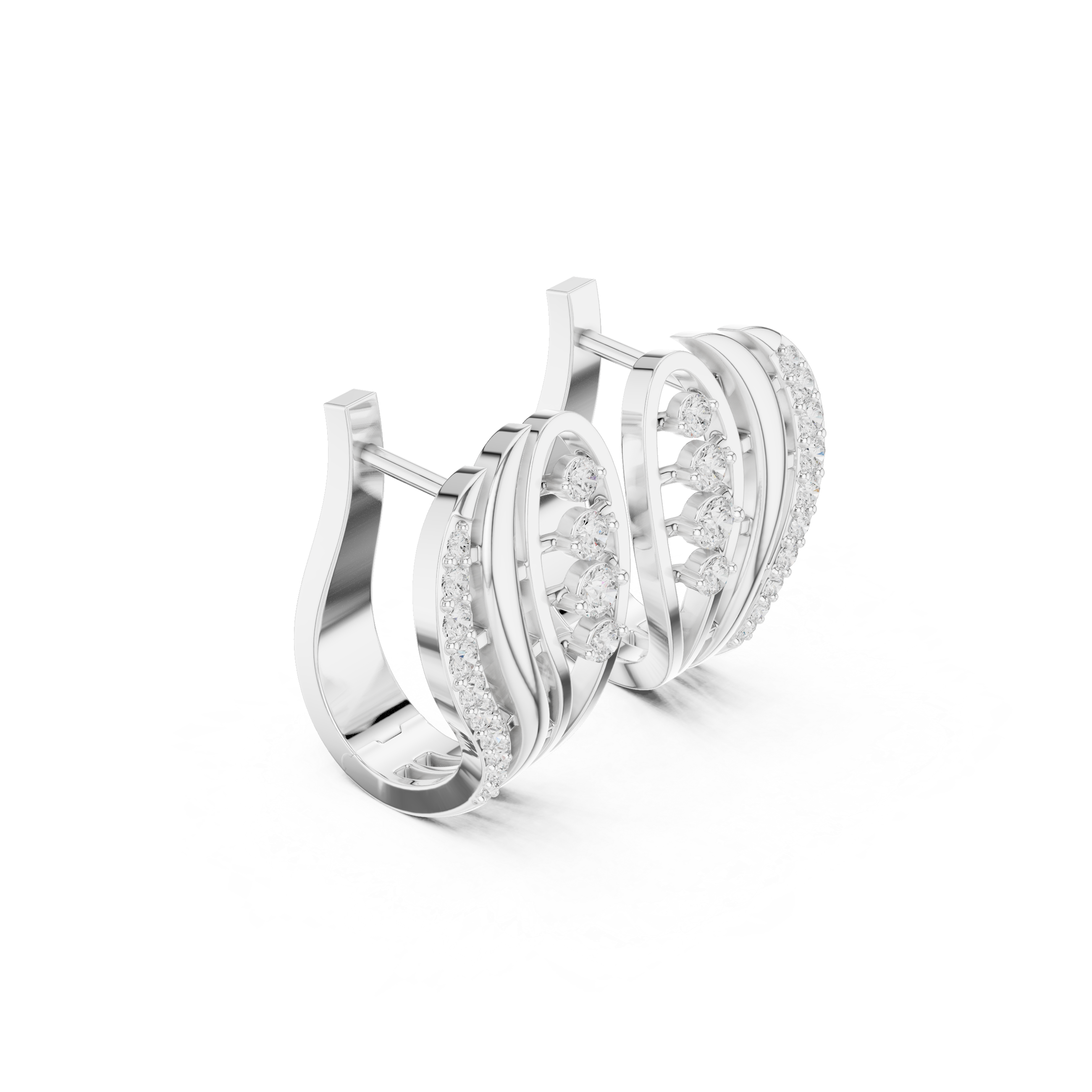 wing-shaped earrings with flowing diamond accents