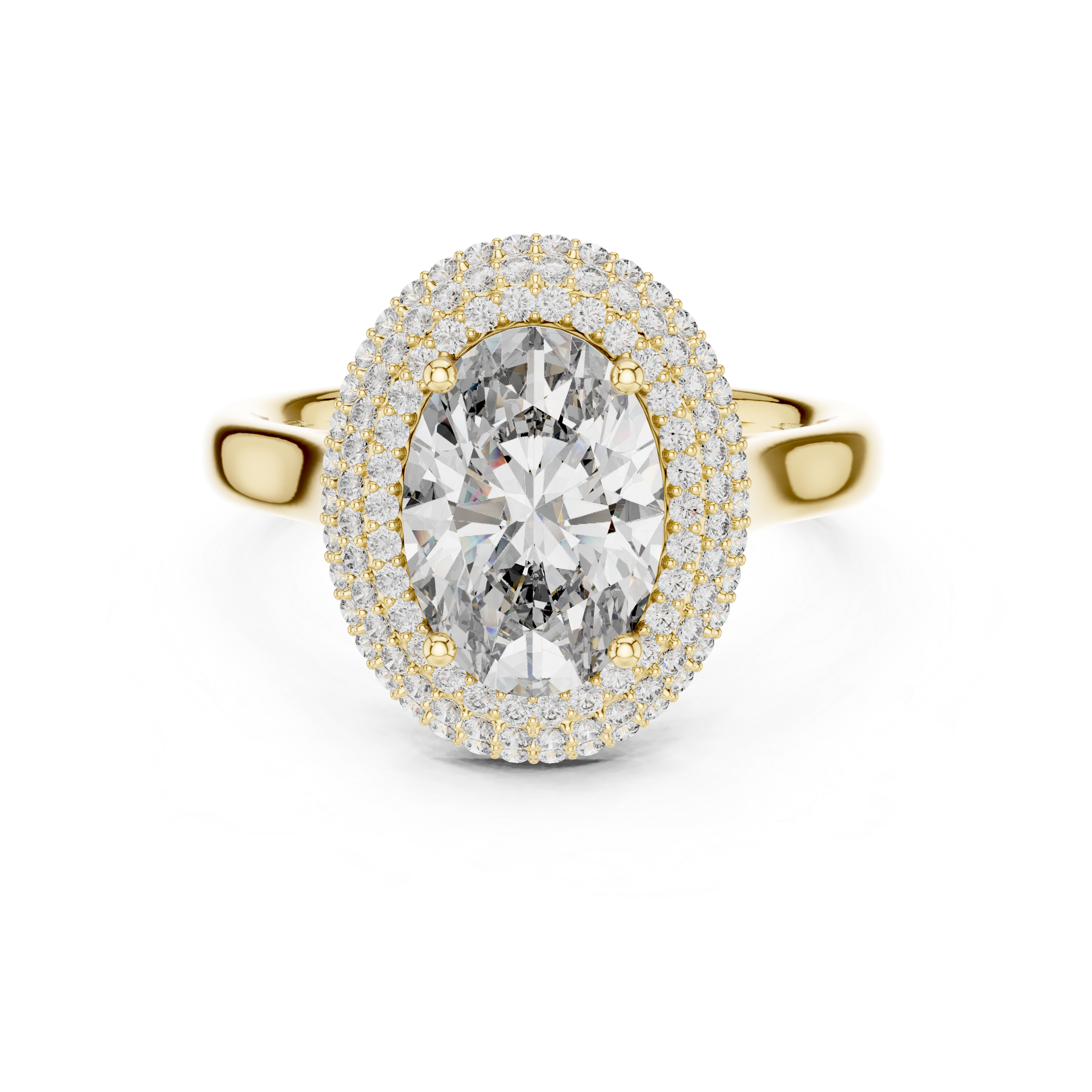 Oval Double Halo Diamond Engagement Ring.