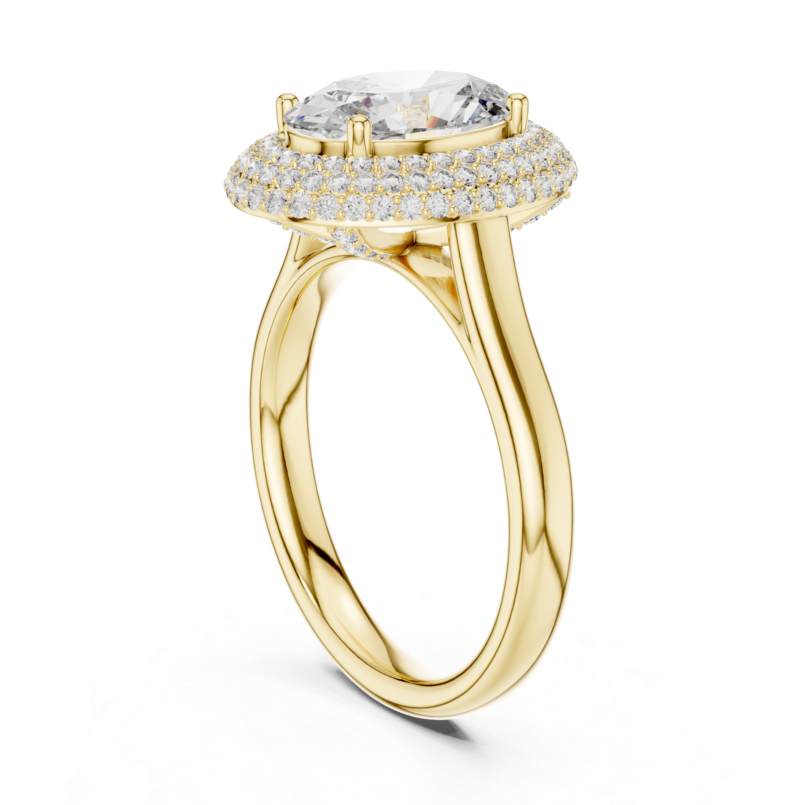 Oval Double Halo Diamond Engagement Ring.