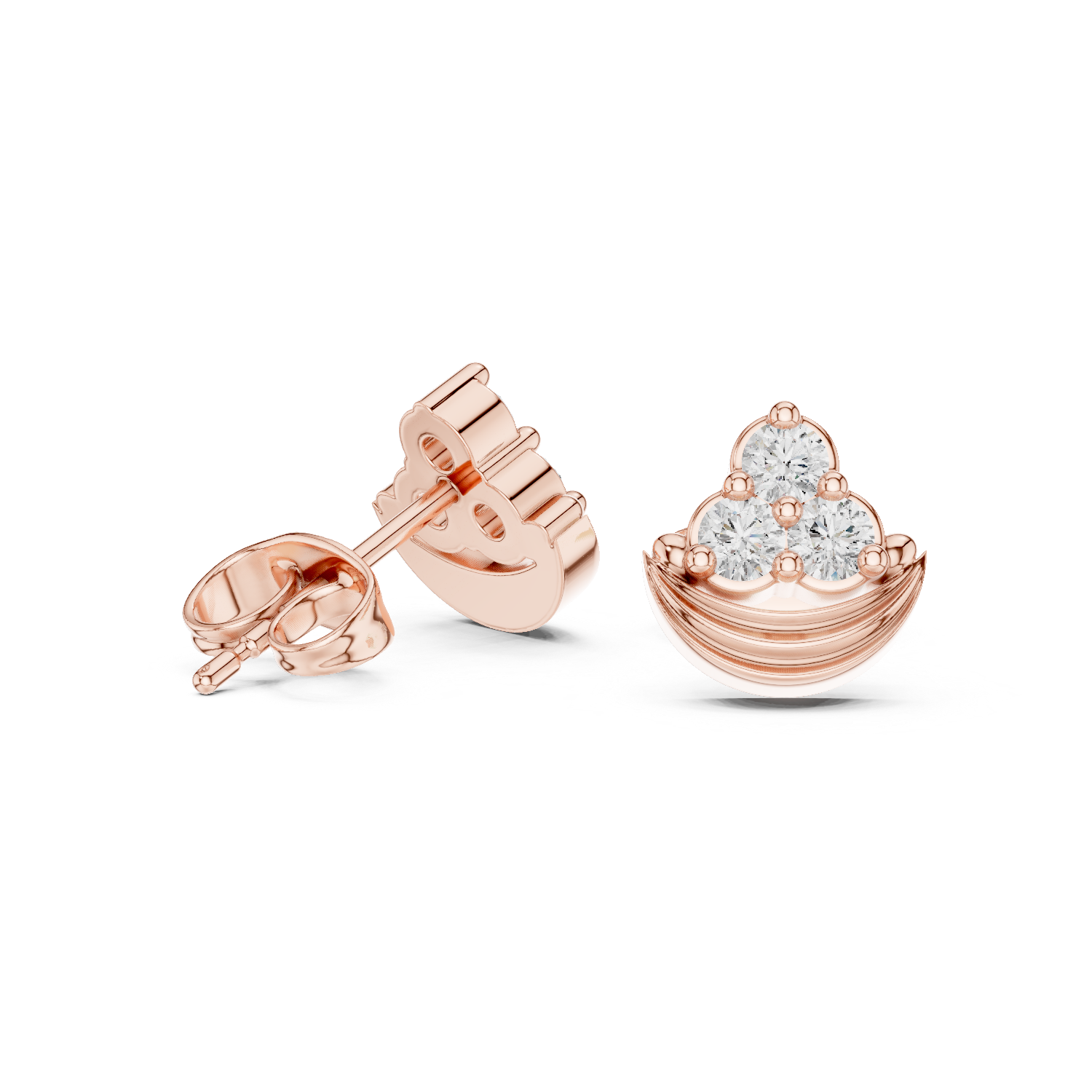 Graceful Diamond Arc Stud Earrings