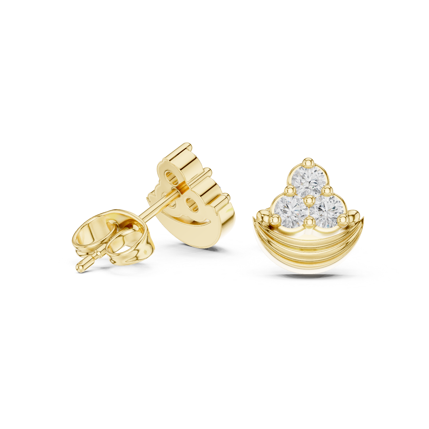 Graceful Diamond Arc Stud Earrings