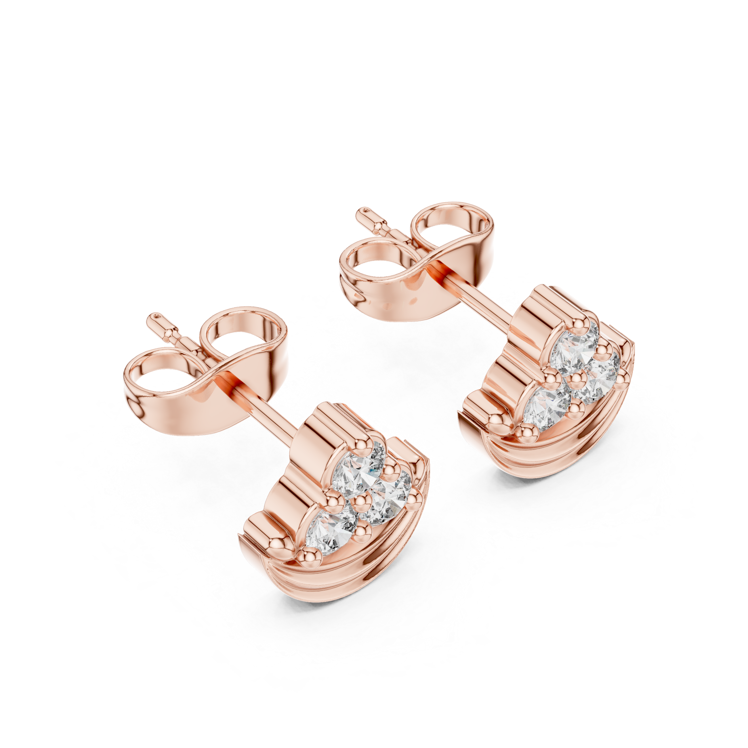 Graceful Diamond Arc Stud Earrings