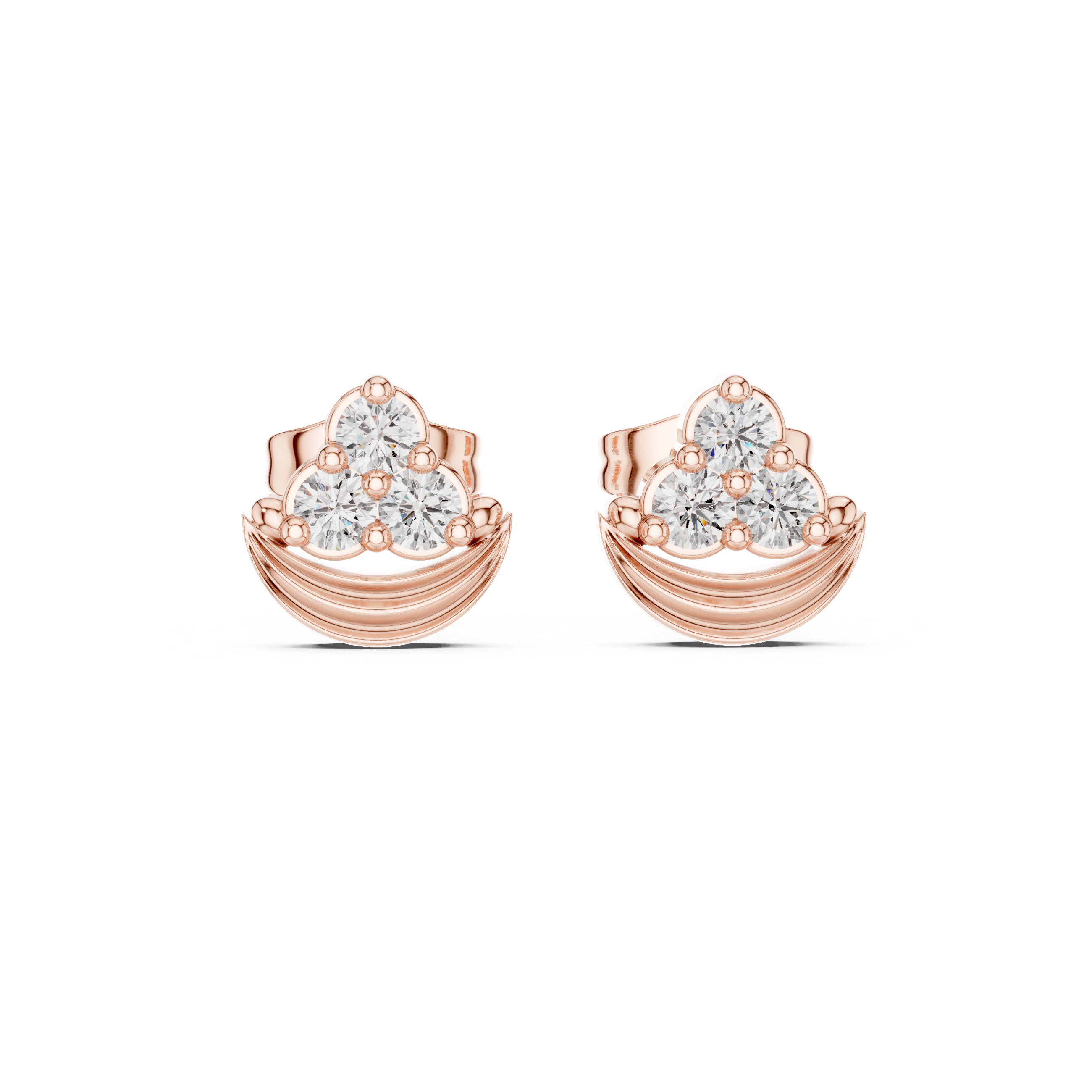 Graceful Diamond Arc Stud Earrings