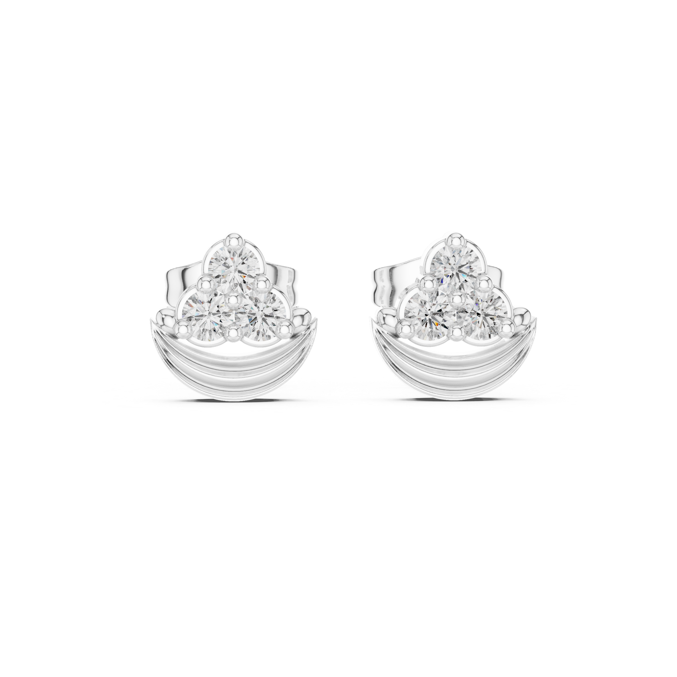 Graceful Diamond Arc Stud Earrings