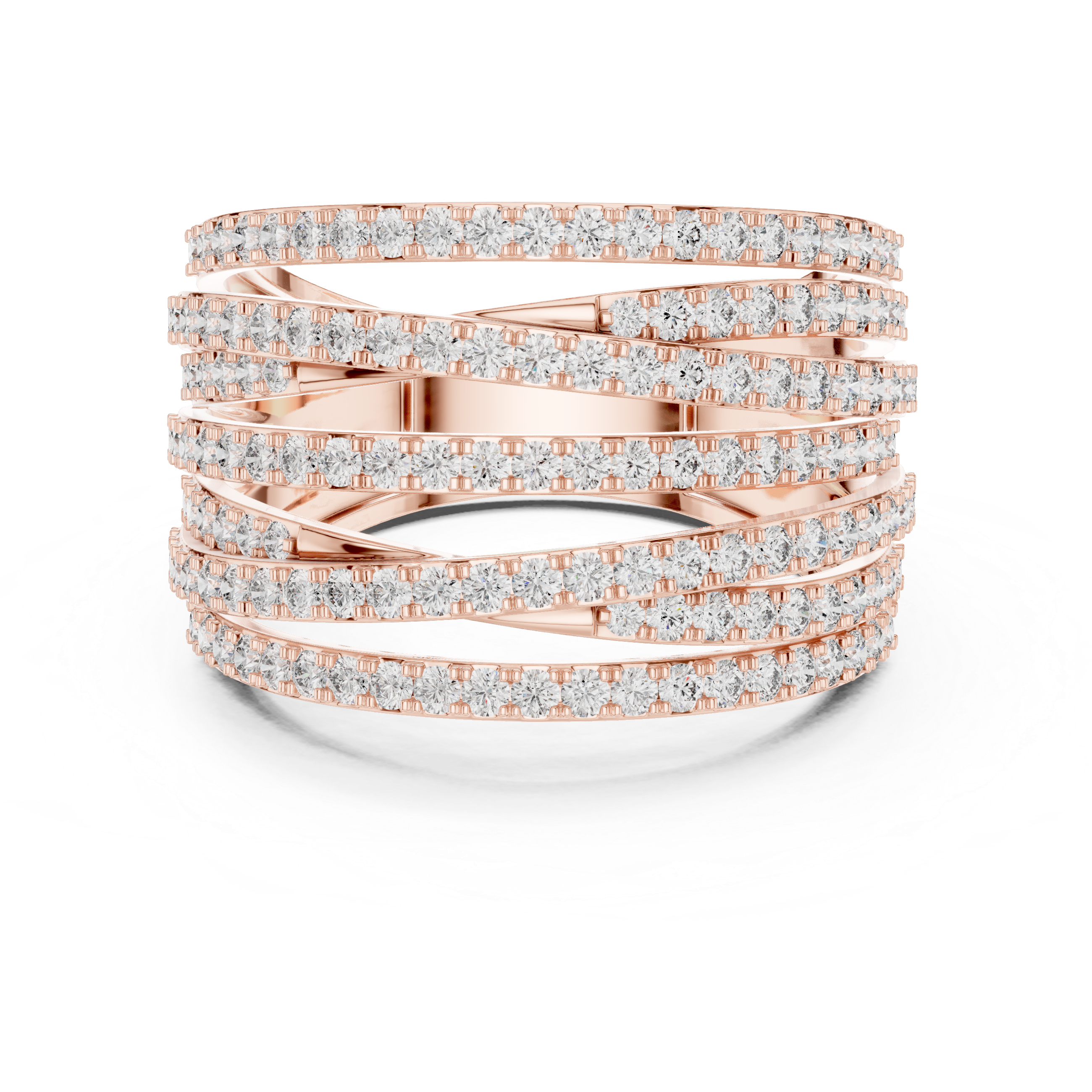 multi-band ring encrusted with sparkling diamonds.
