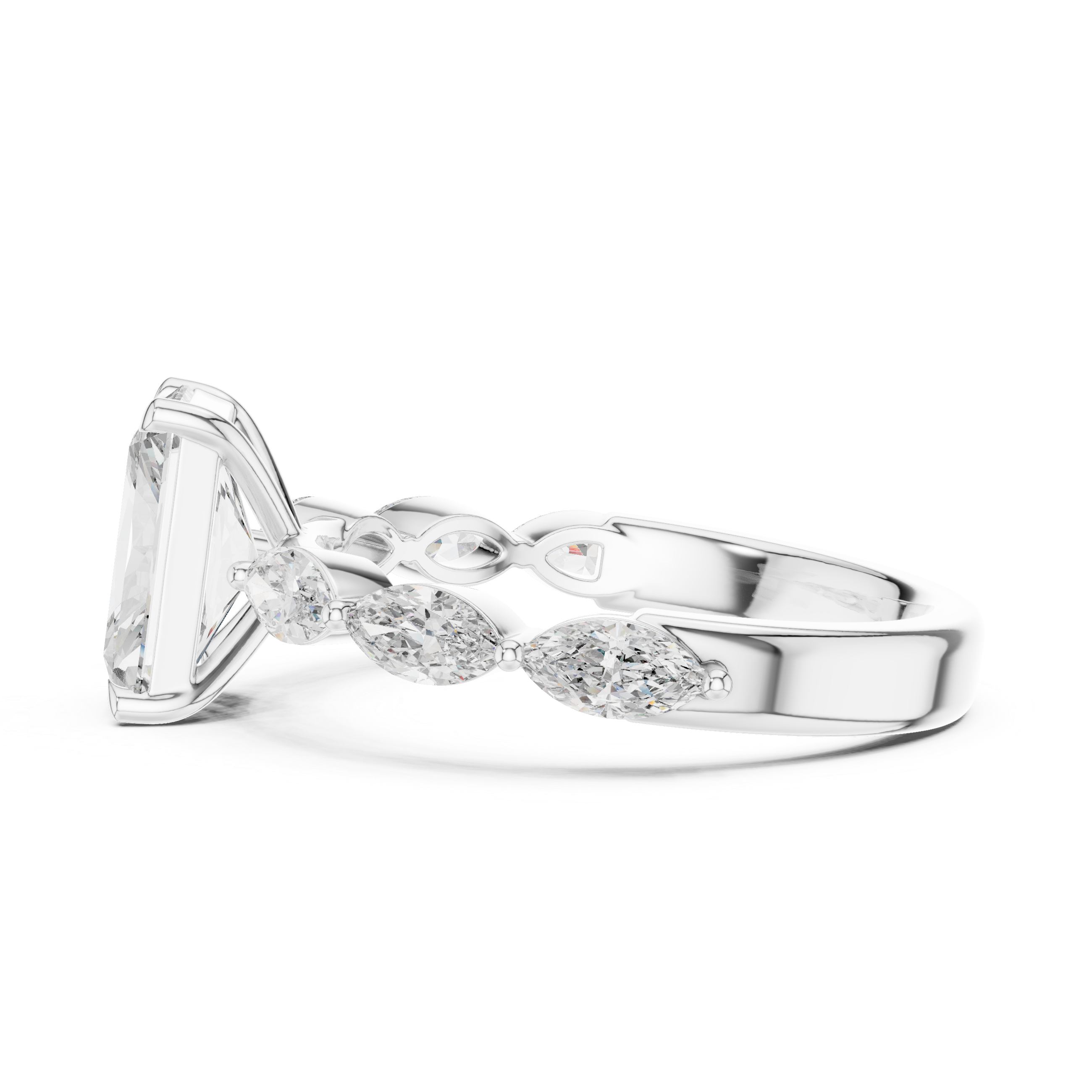 Ring with Rectangular and Marquise Diamonds