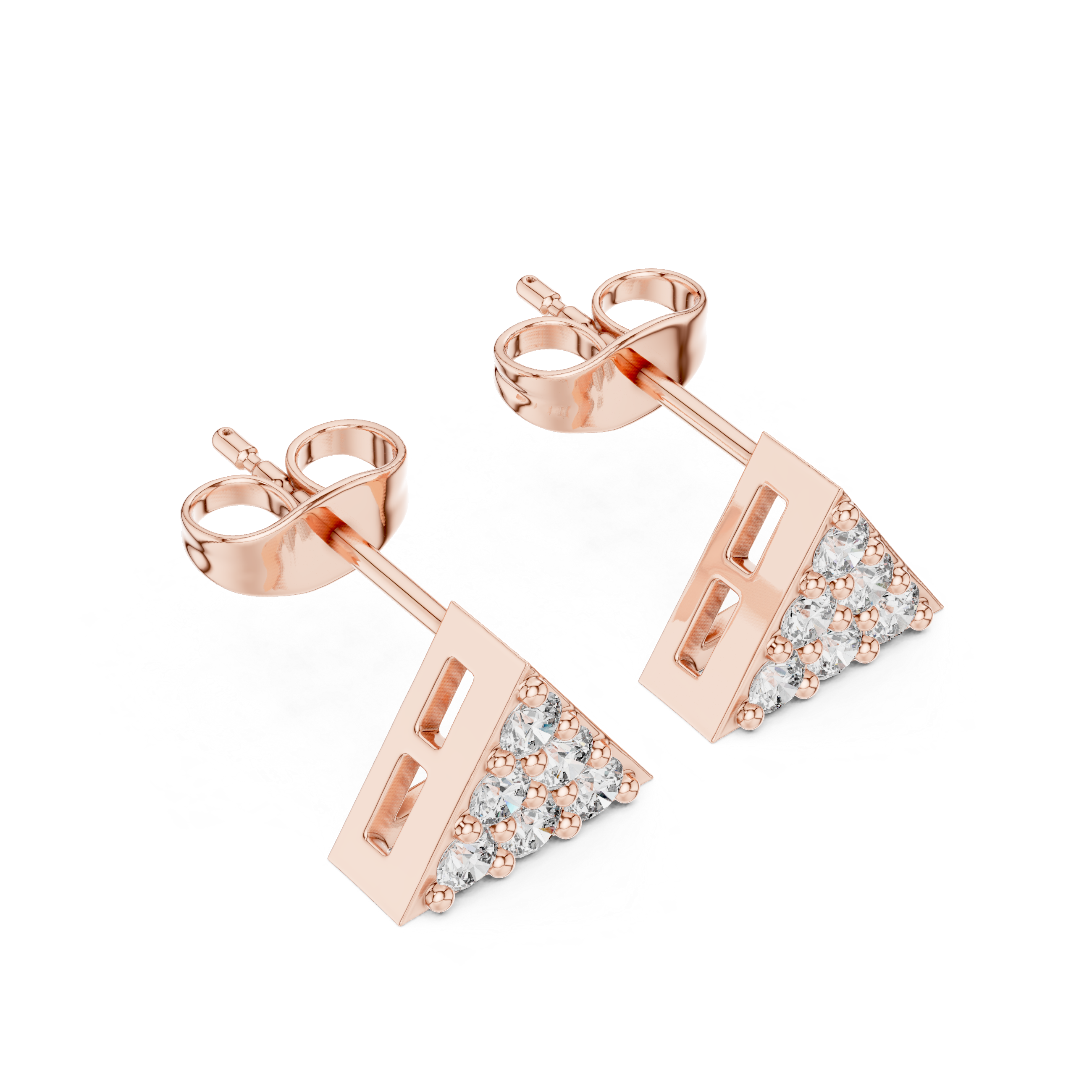 Modern Geometric Diamond Stud Earrings