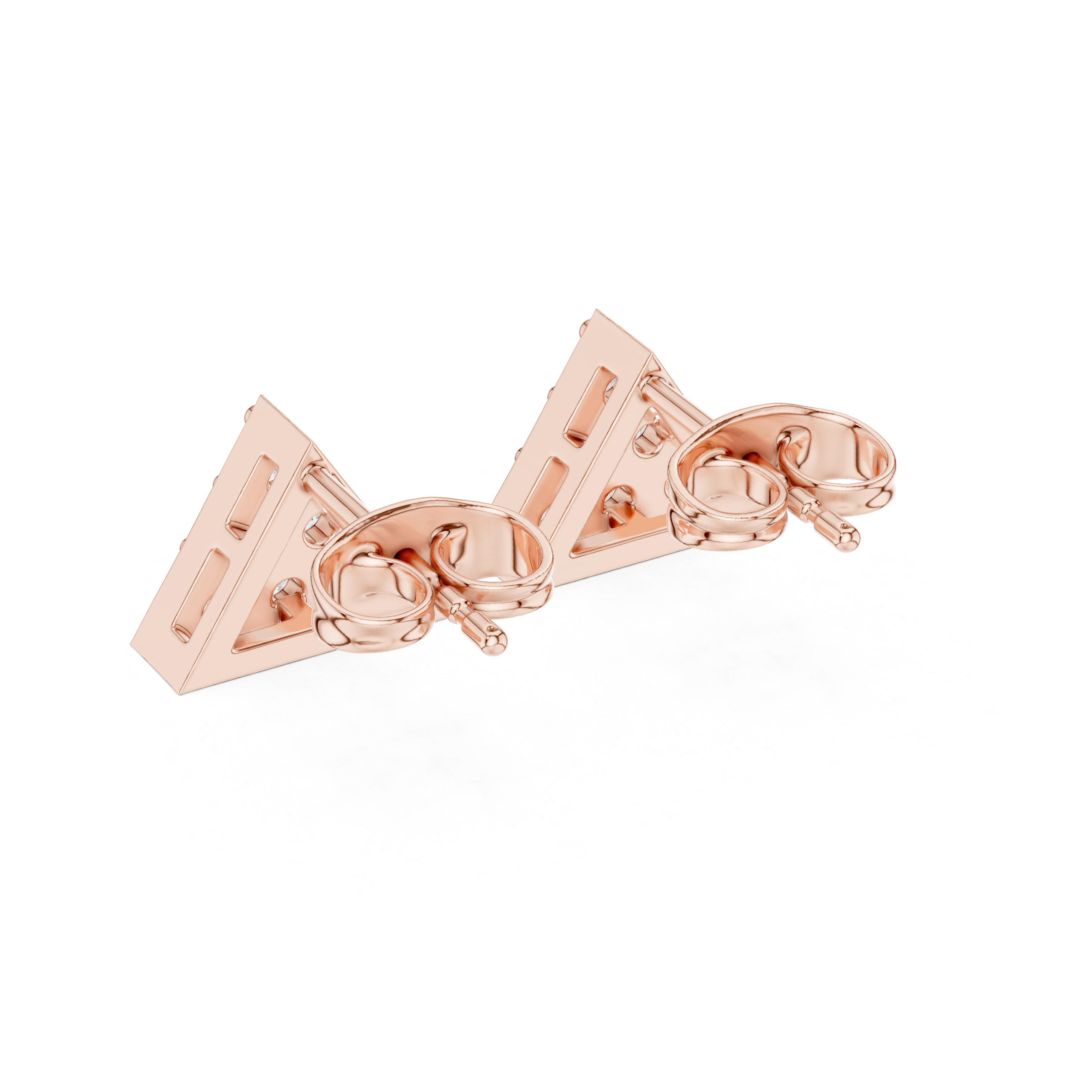 Modern Geometric Diamond Stud Earrings