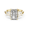 Three-Stone Diamond Engagement Ring with Rectangular Center Stone
