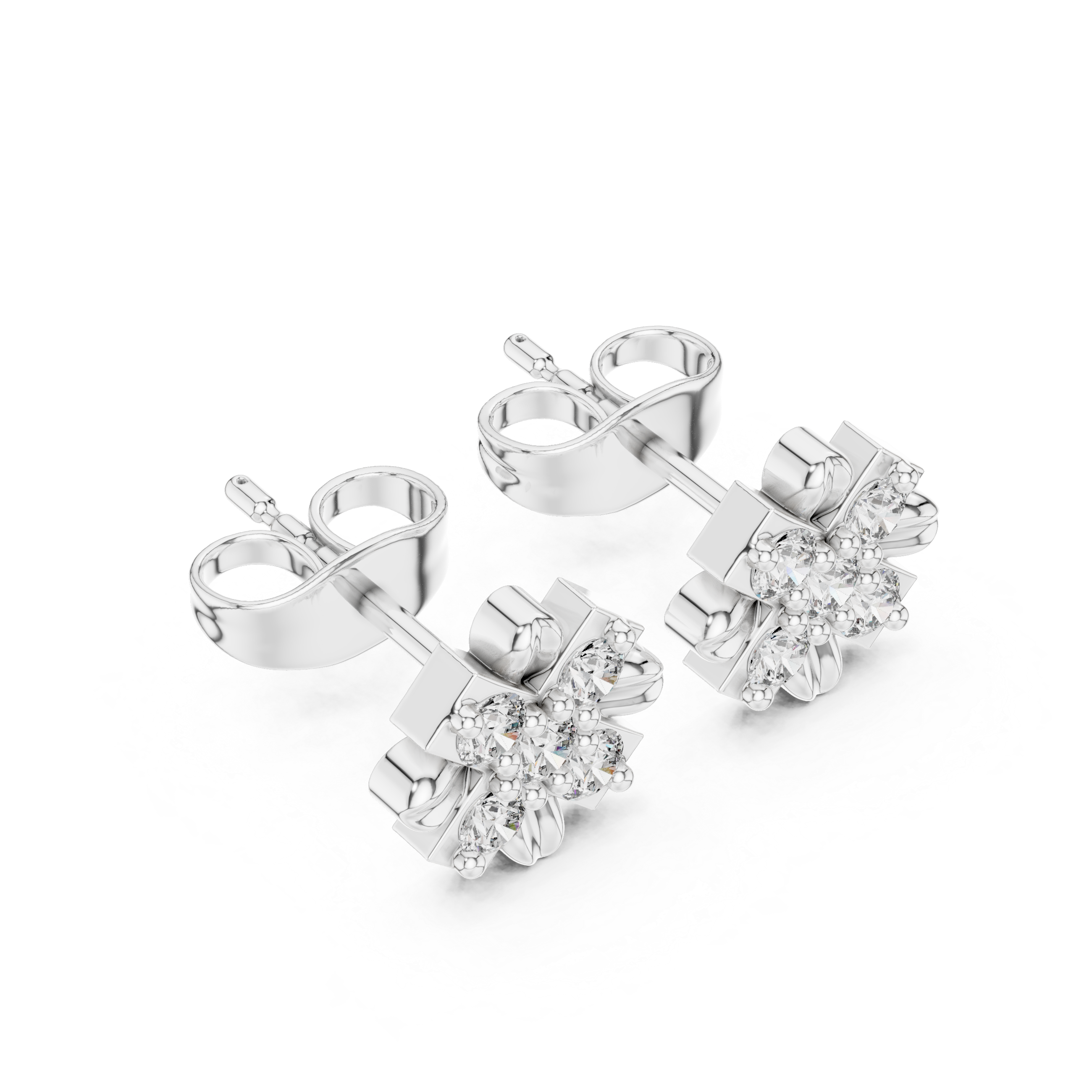 Dainty Diamond Floral Studs