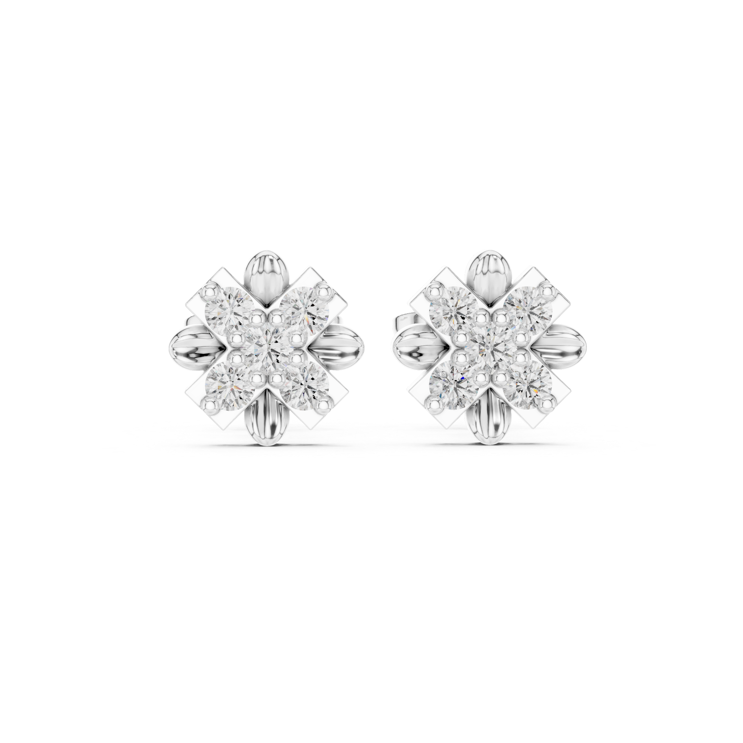 Dainty Diamond Floral Studs