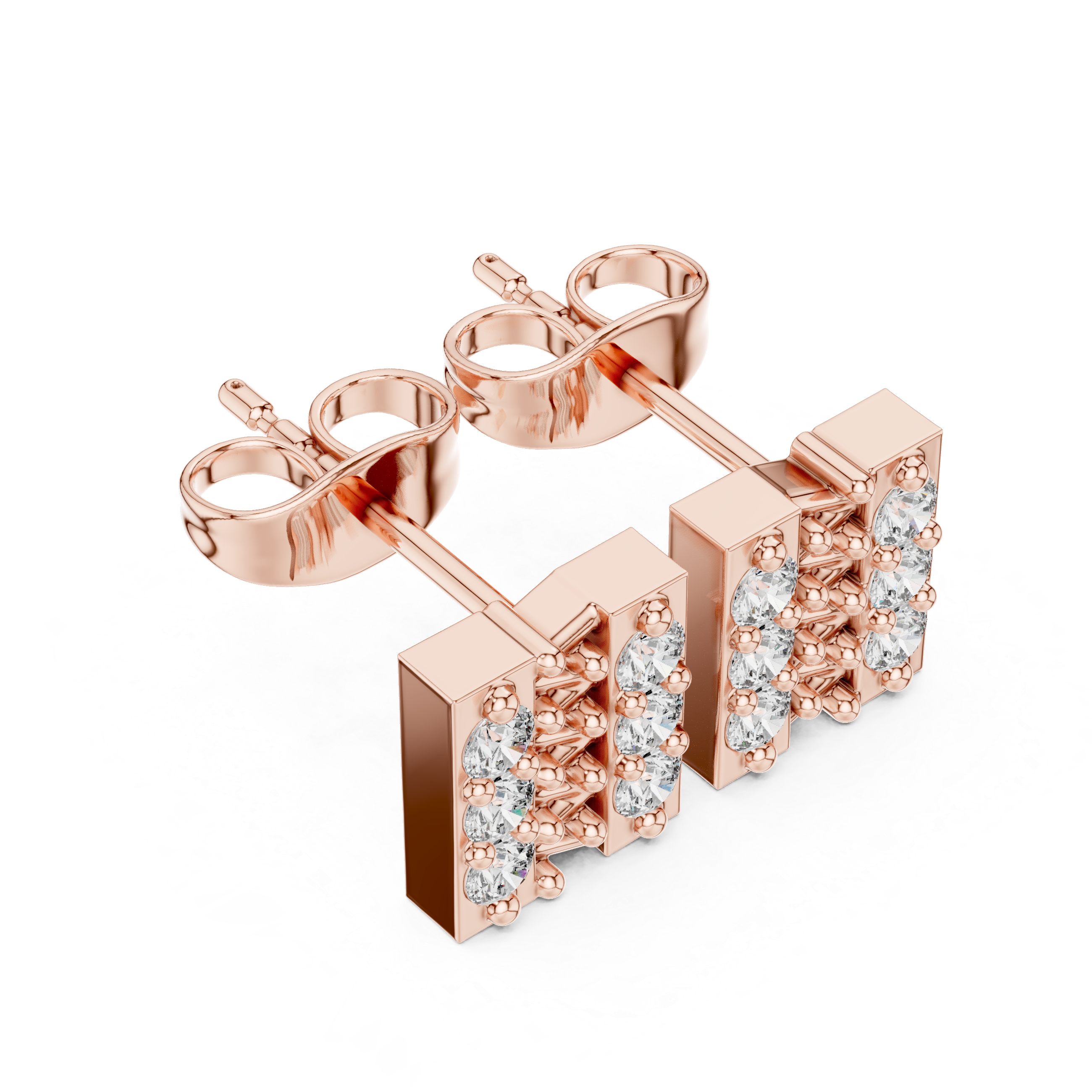 Bar Stud Earrings with Diamond Accents