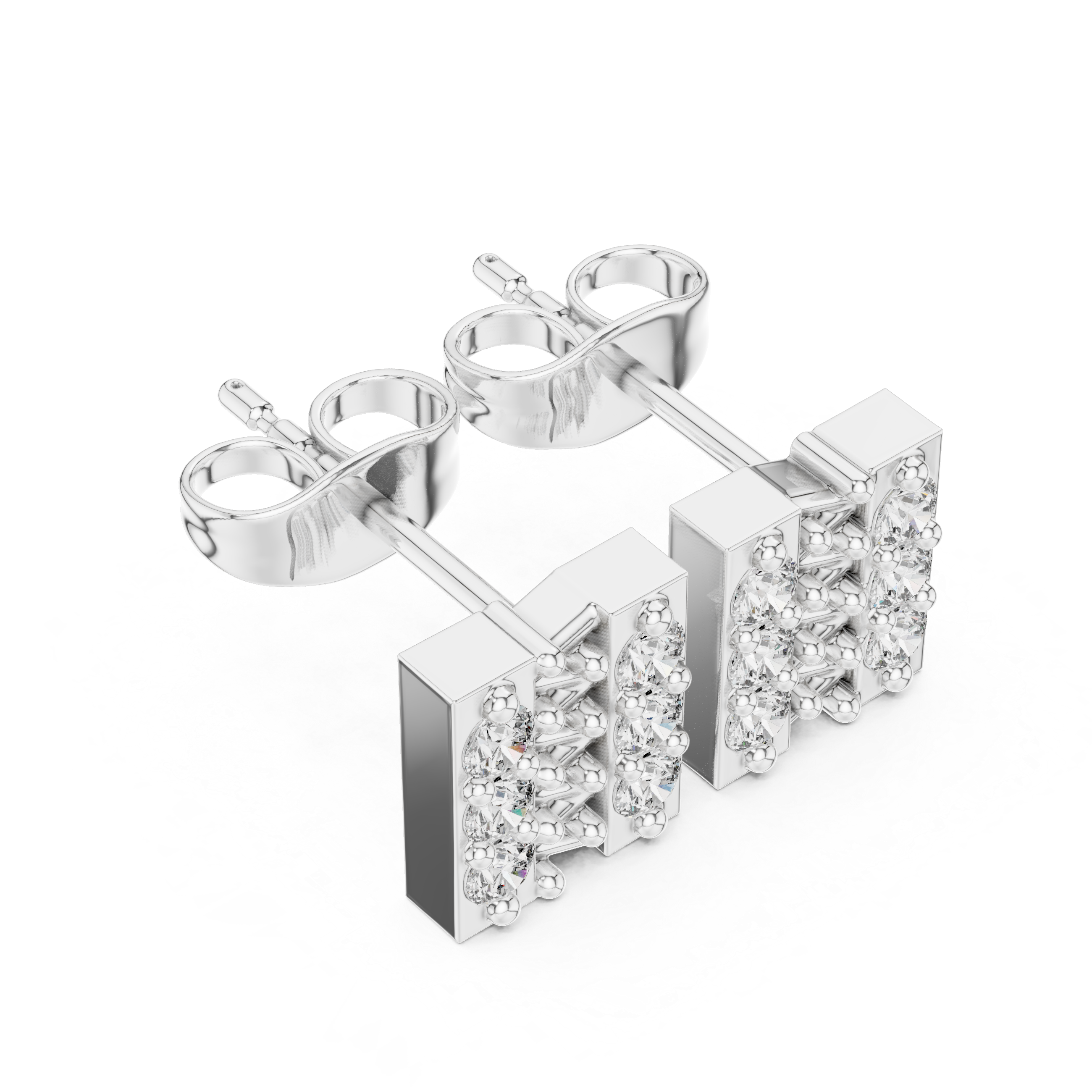 Bar Stud Earrings with Diamond Accents