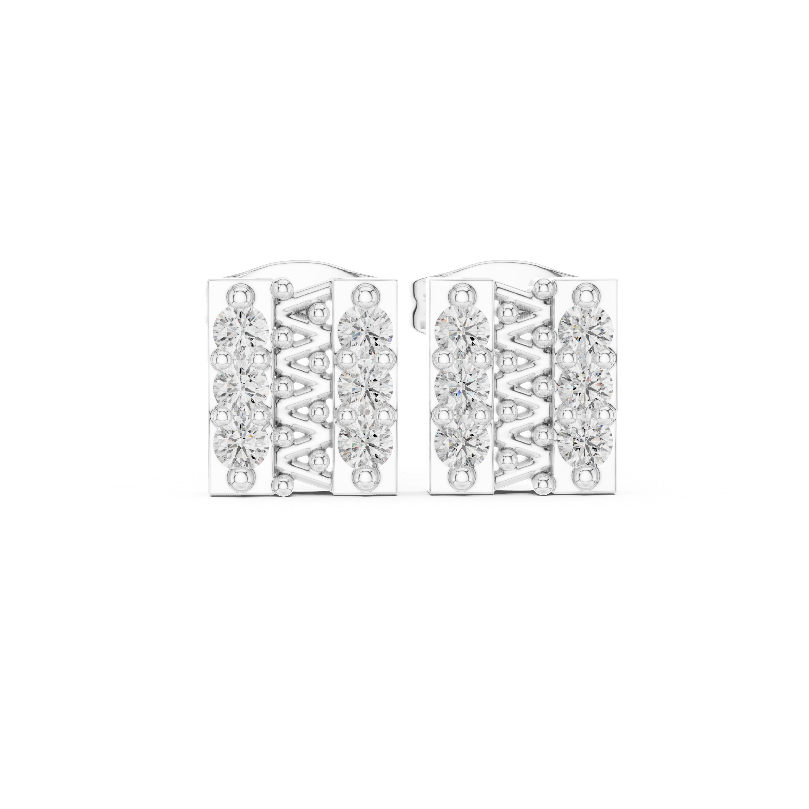 Bar Stud Earrings with Diamond Accents