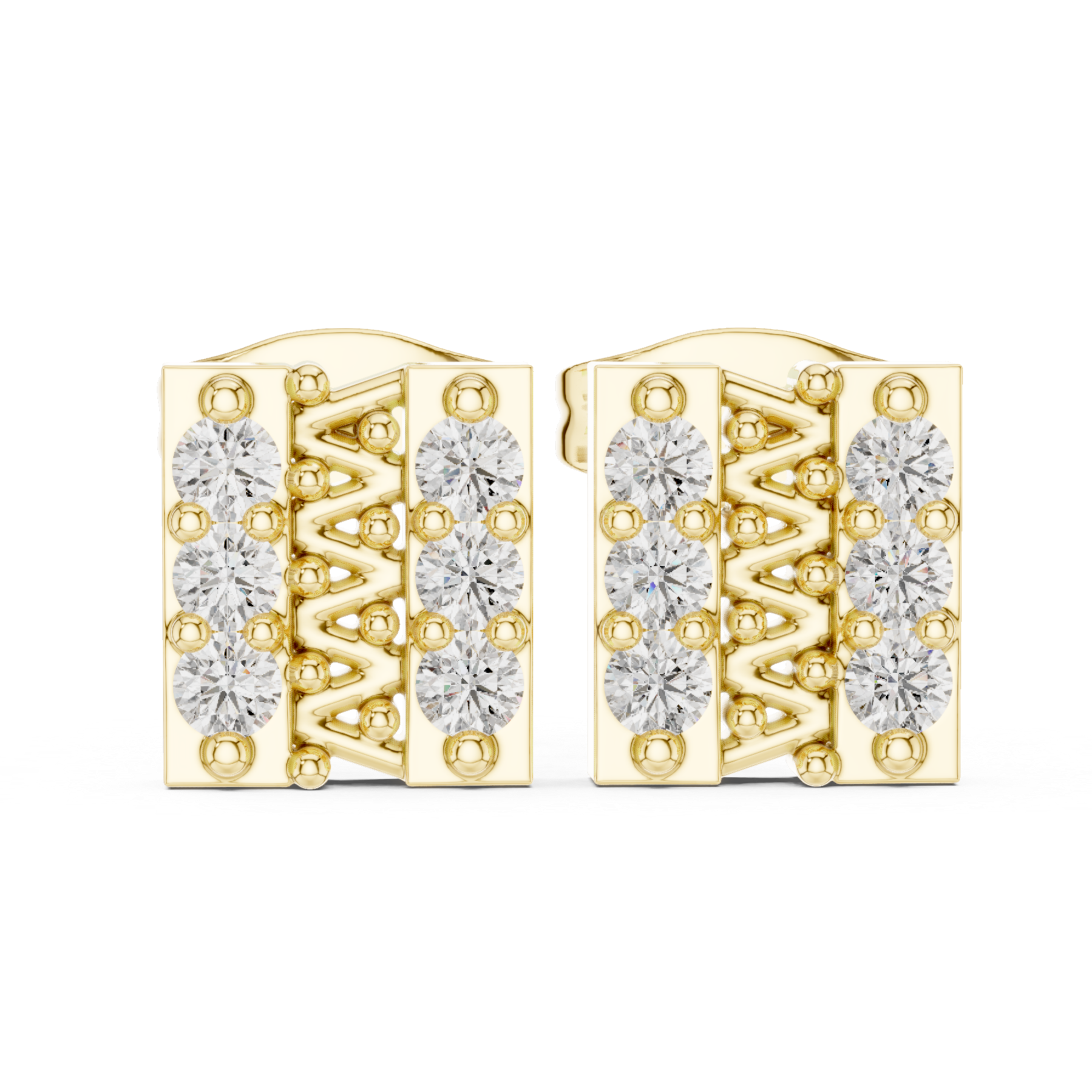 Bar Stud Earrings with Diamond Accents