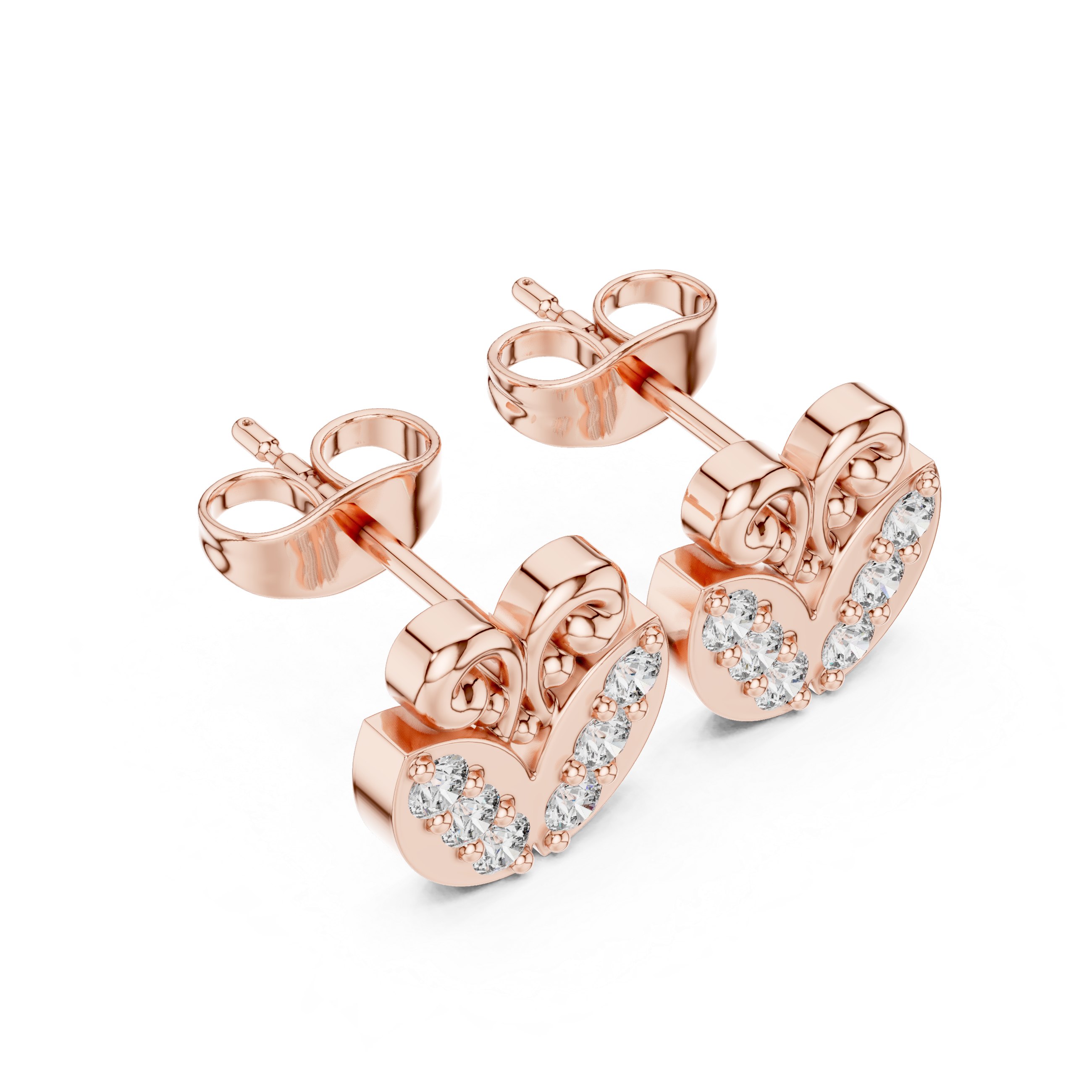 Ornate Stud Earrings with Sparkling Gemstones