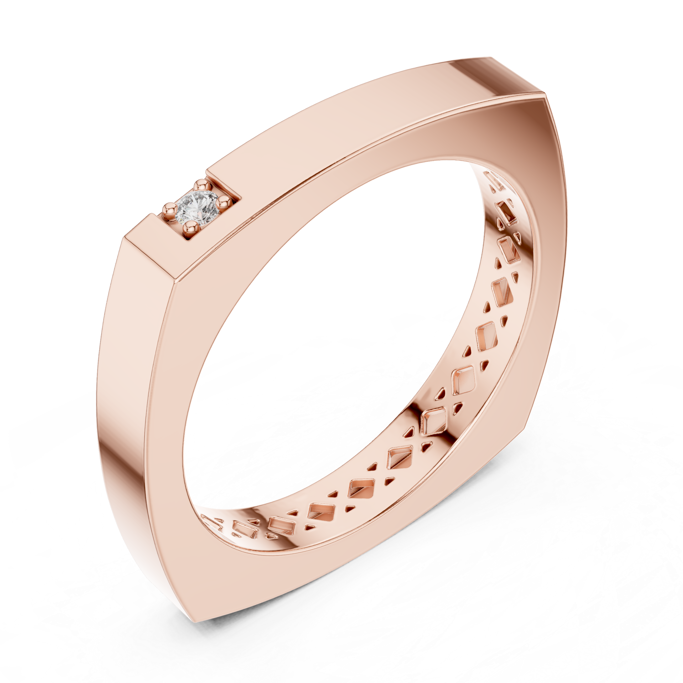 Minimalist Rose Gold Diamond Band Ring