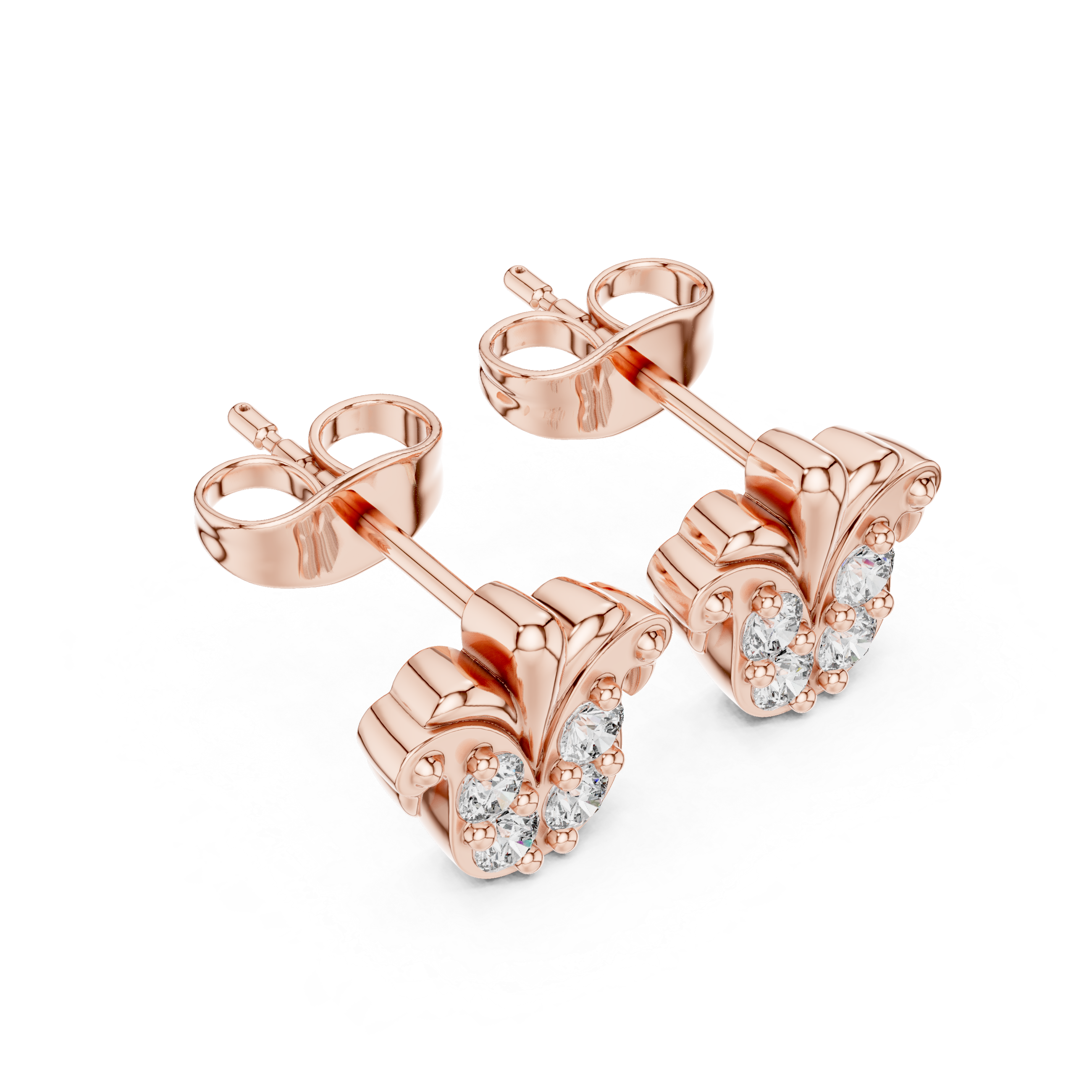 Fleur-de-Lis Stud Earrings with Sparkling