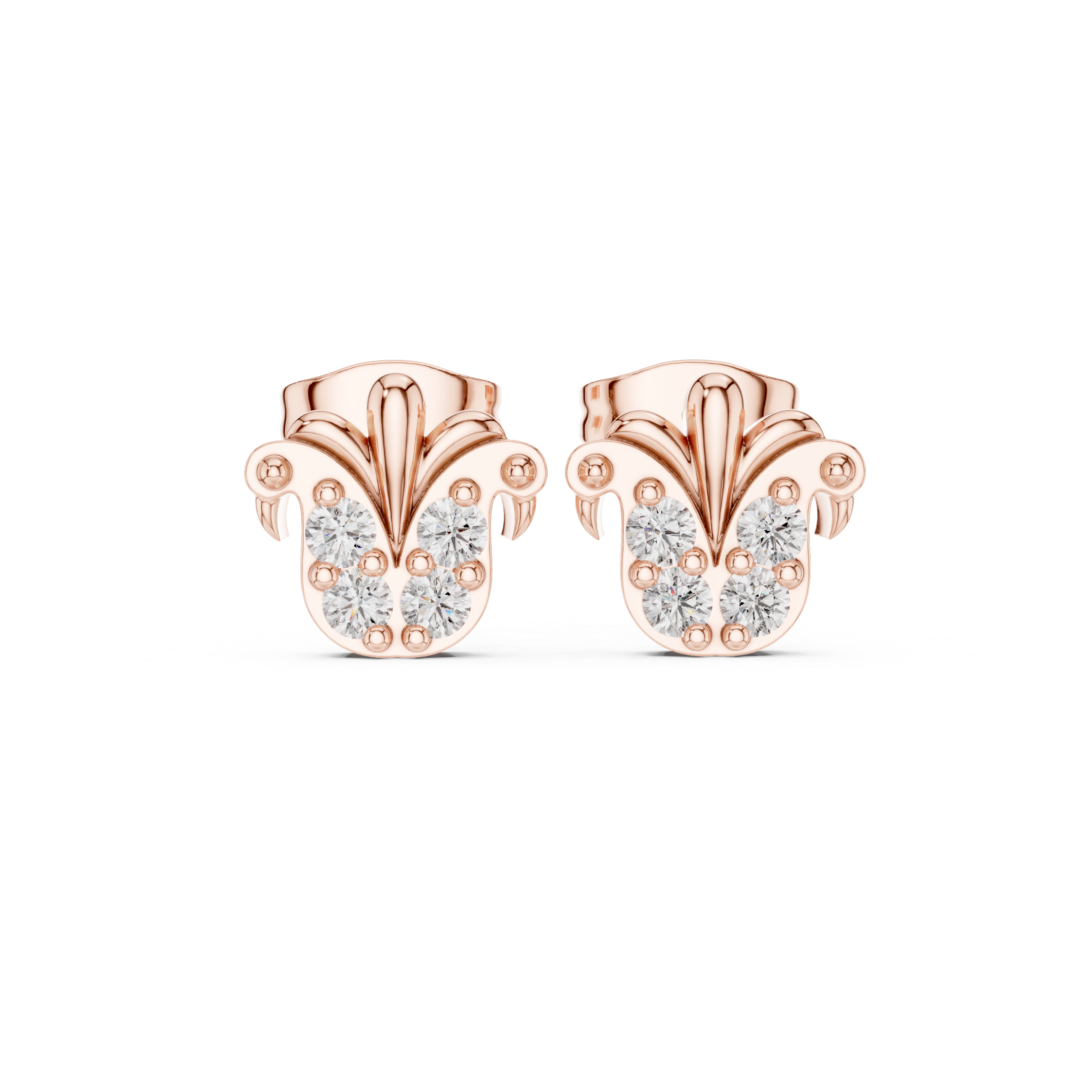Fleur-de-Lis Stud Earrings with Sparkling