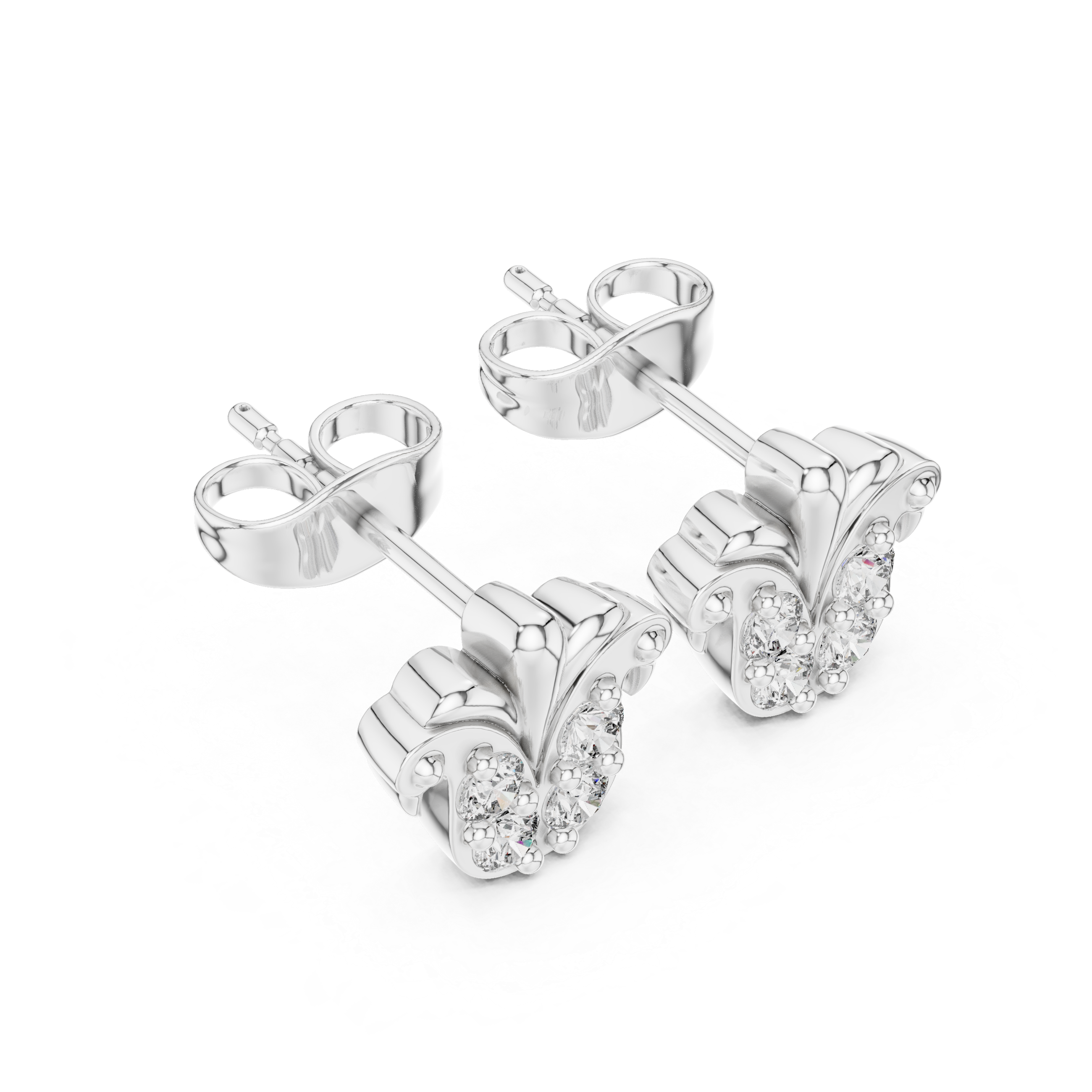Fleur-de-Lis Stud Earrings with Sparkling