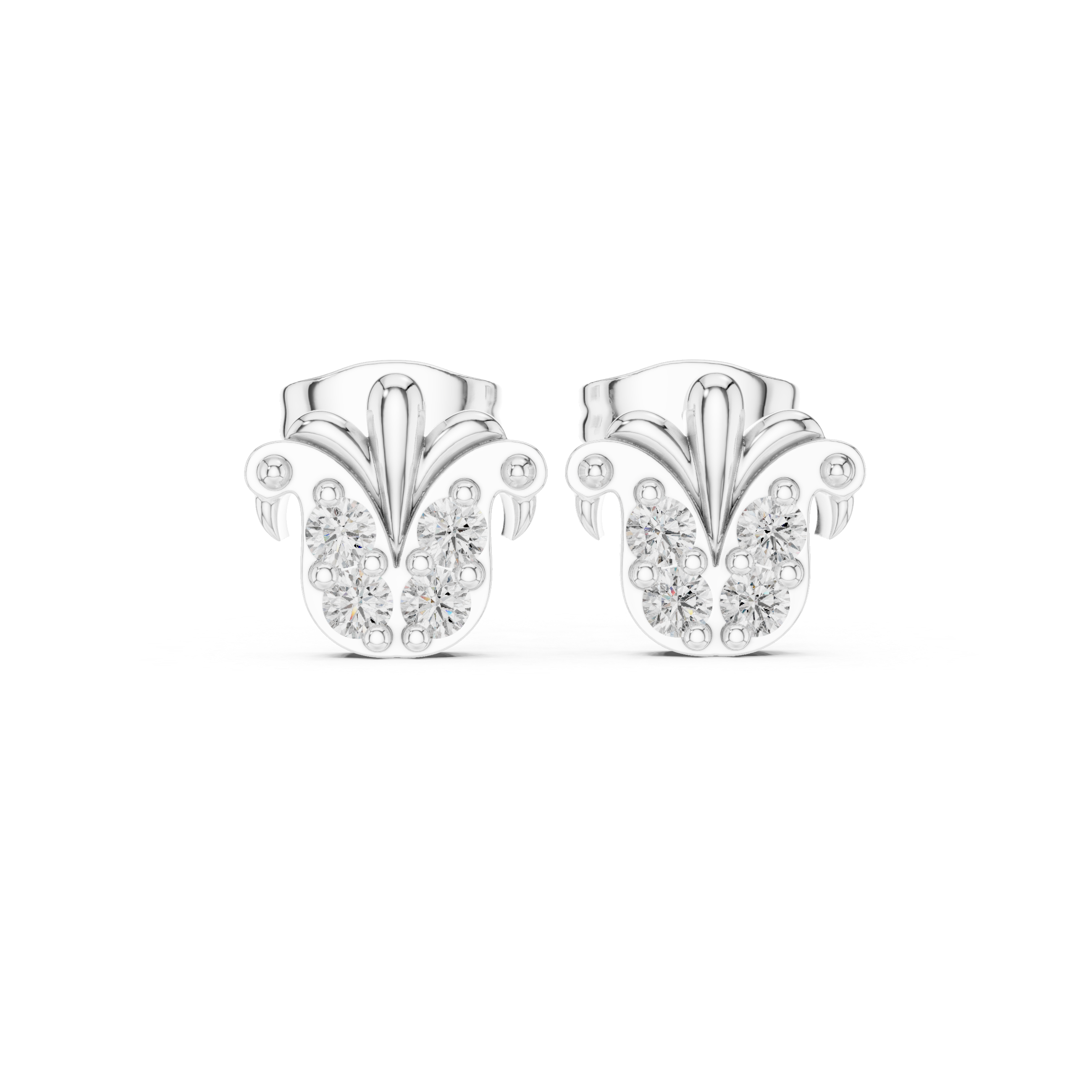 Fleur-de-Lis Stud Earrings with Sparkling