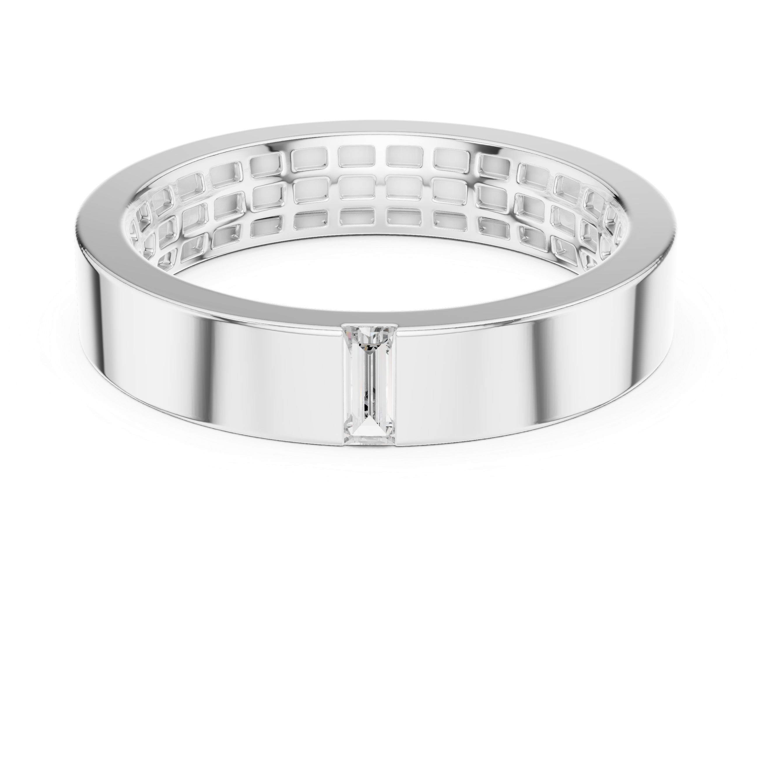 Contemporary Rose Gold Baguette Diamond Band Ring