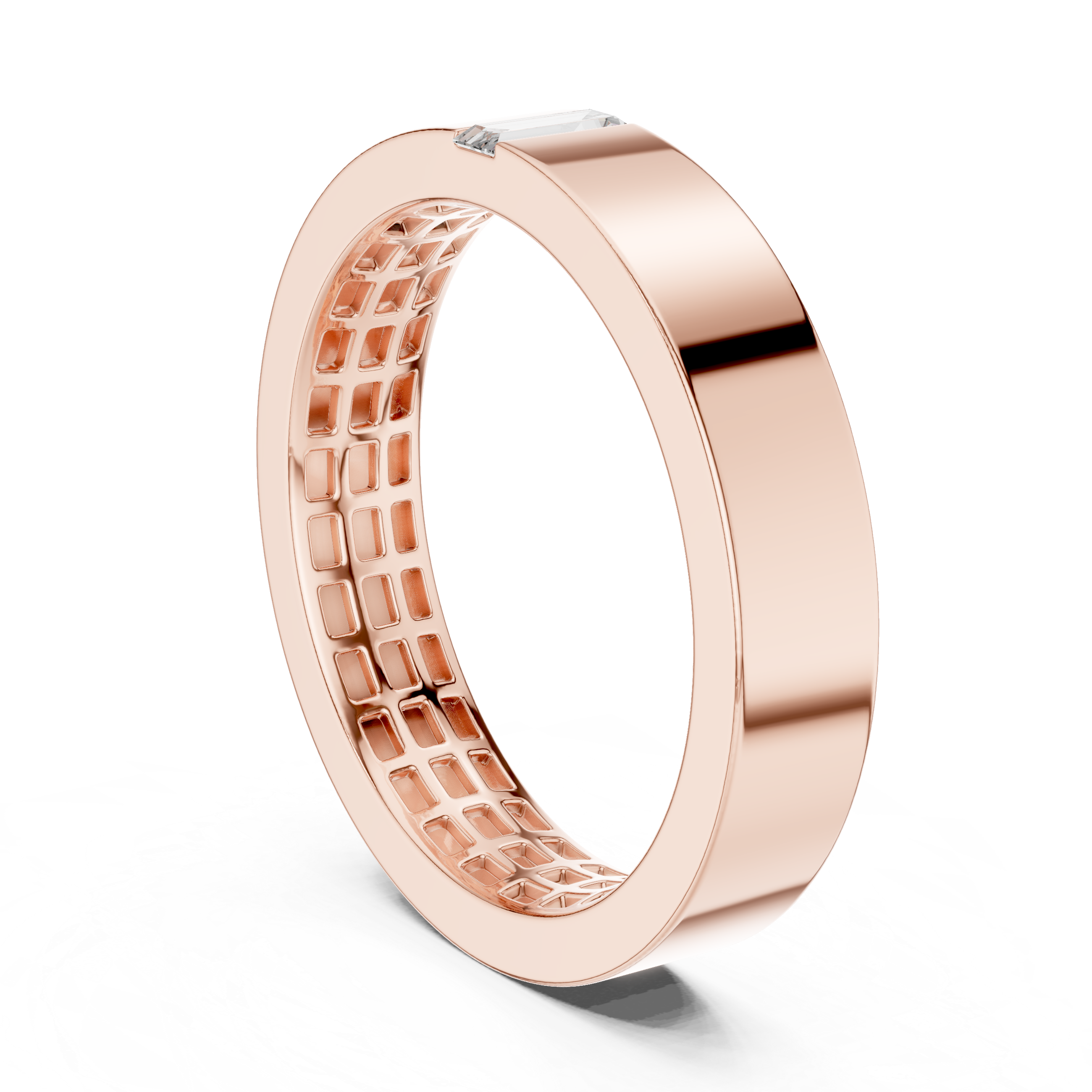 Contemporary Rose Gold Baguette Diamond Band Ring