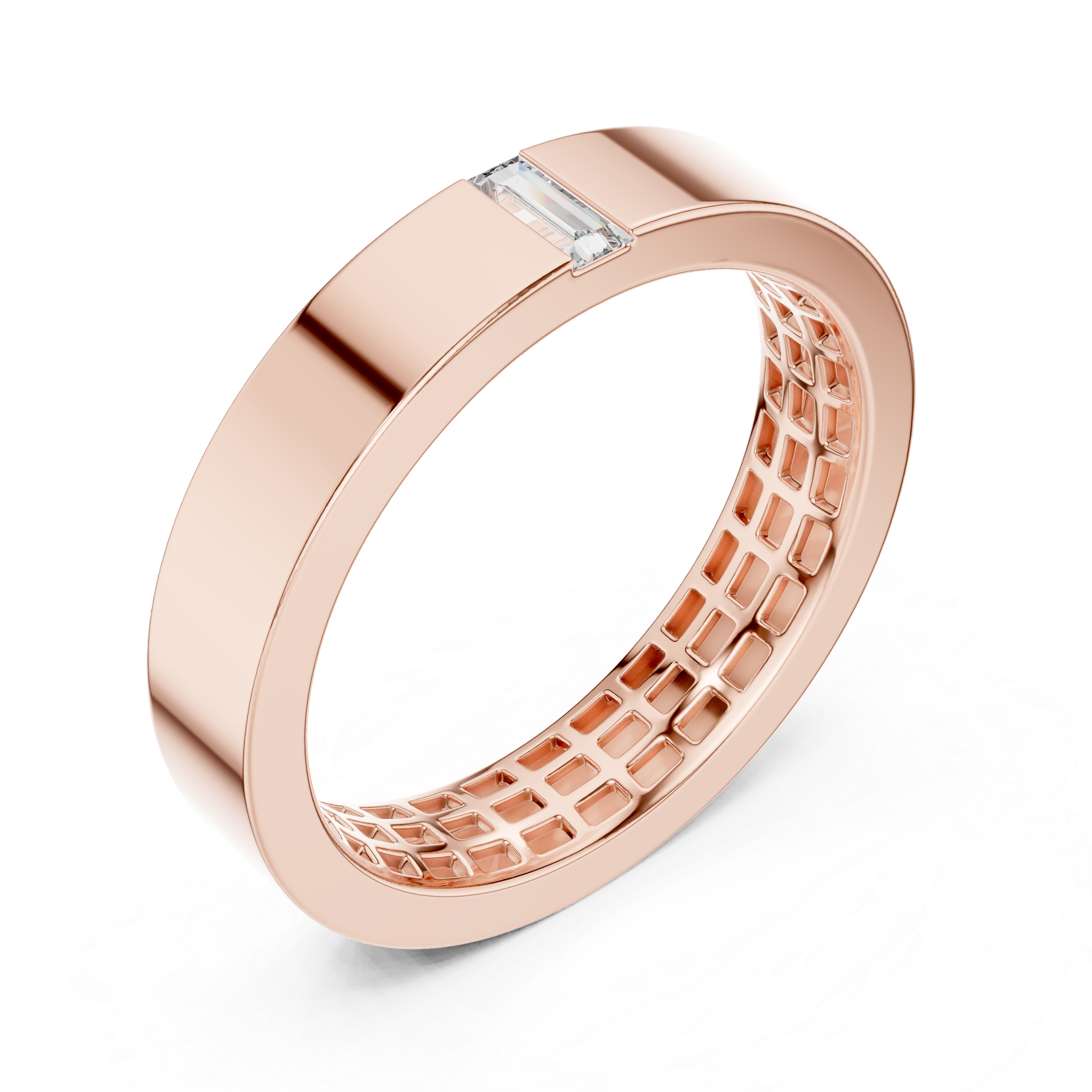Contemporary Rose Gold Baguette Diamond Band Ring