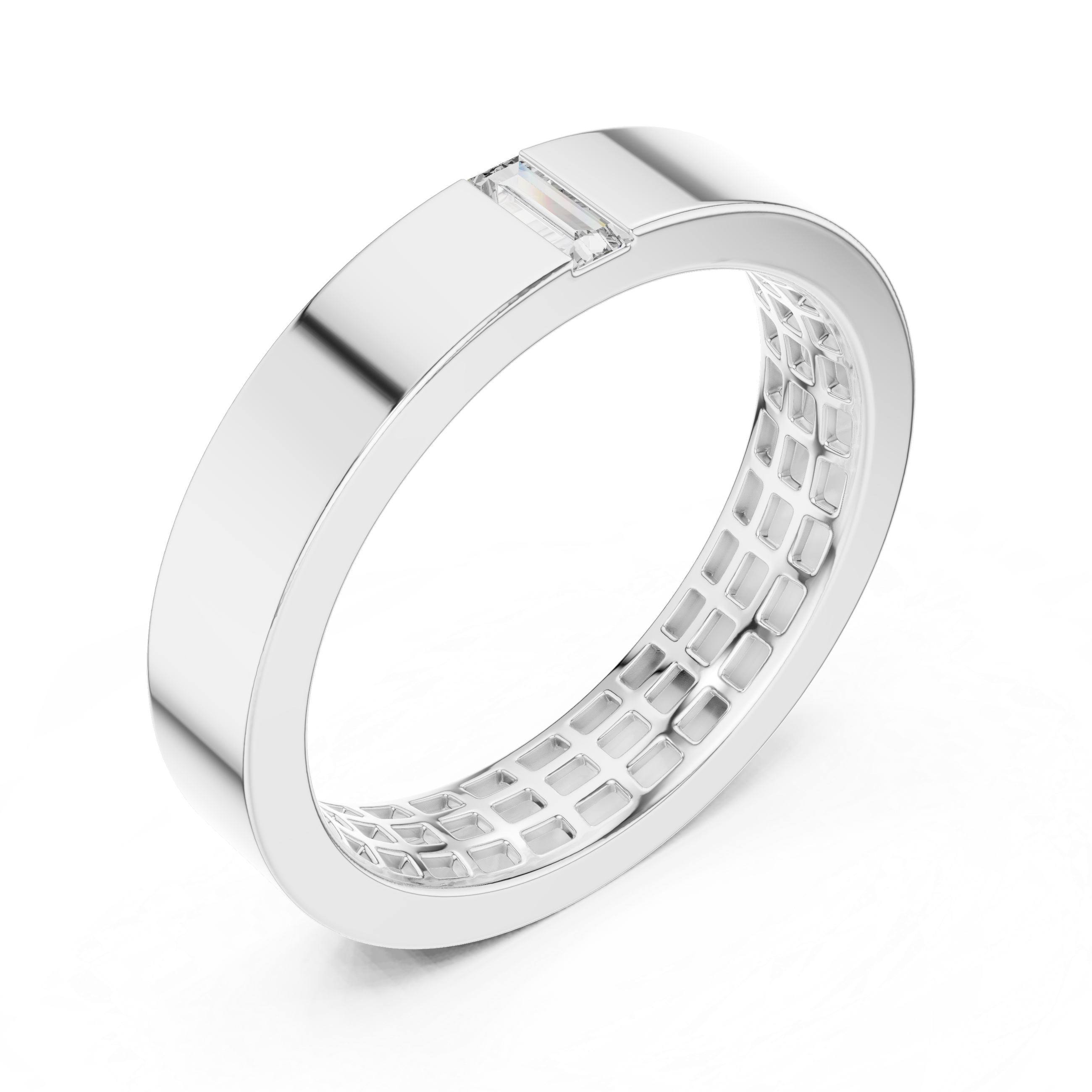 Contemporary Rose Gold Baguette Diamond Band Ring