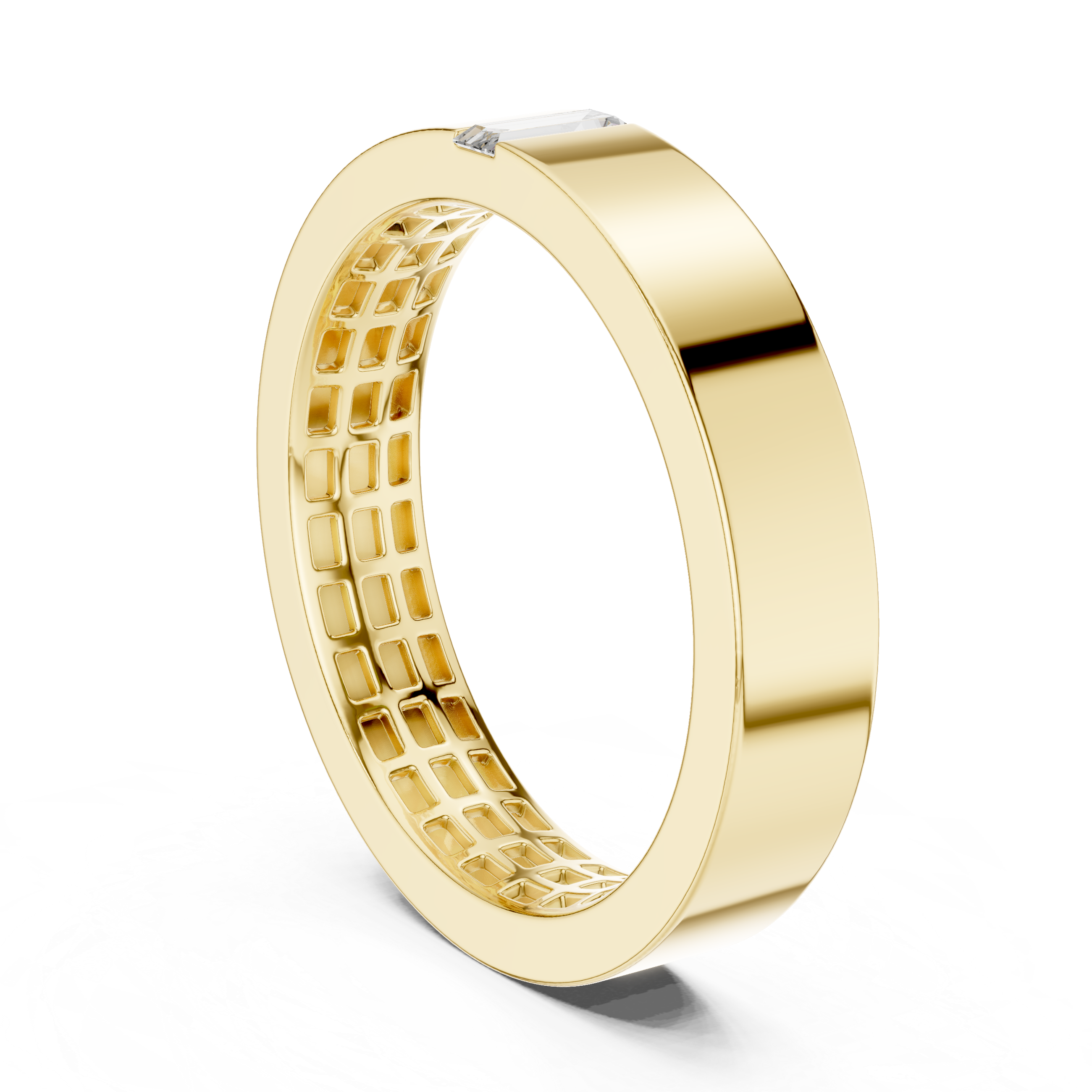Contemporary Rose Gold Baguette Diamond Band Ring