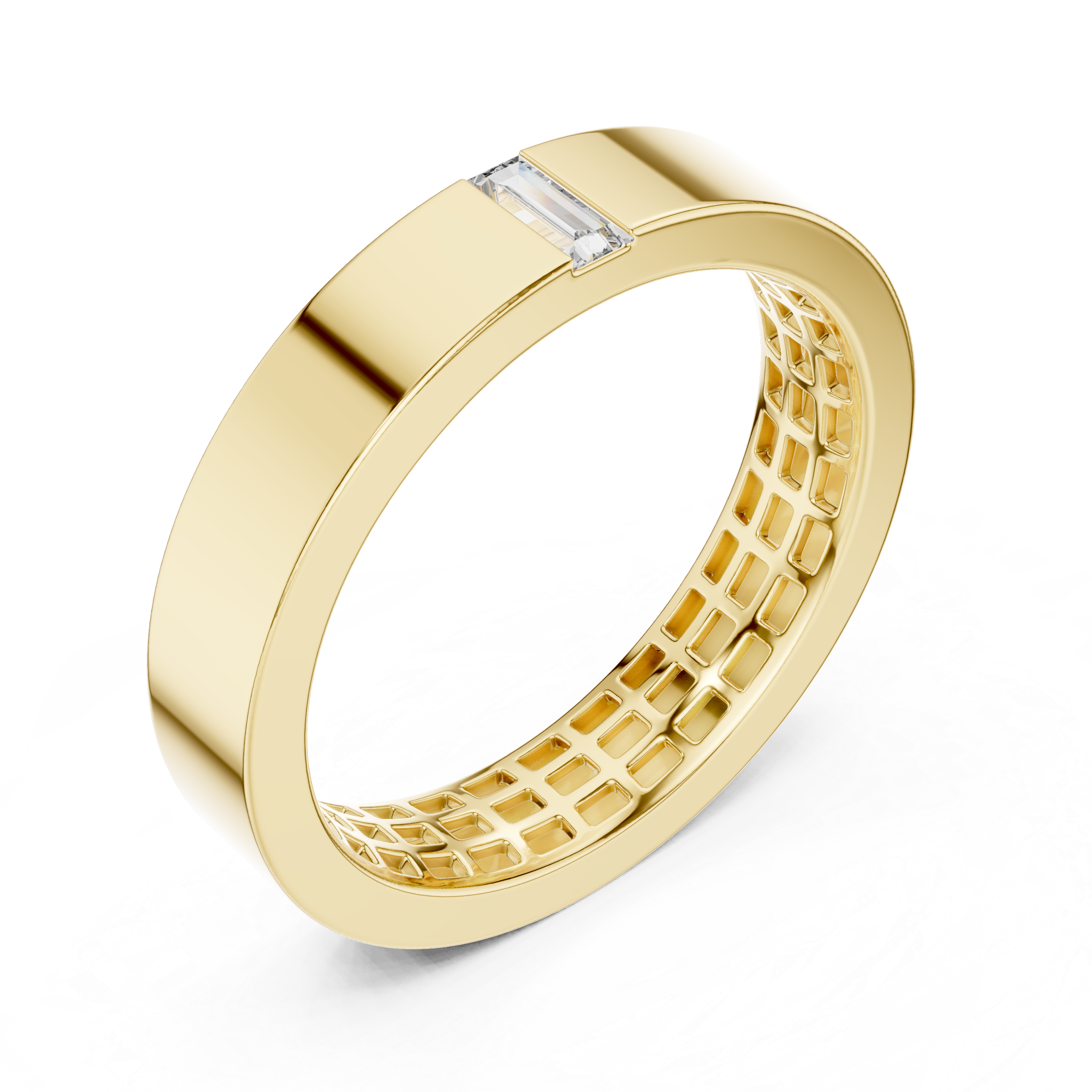Contemporary Rose Gold Baguette Diamond Band Ring