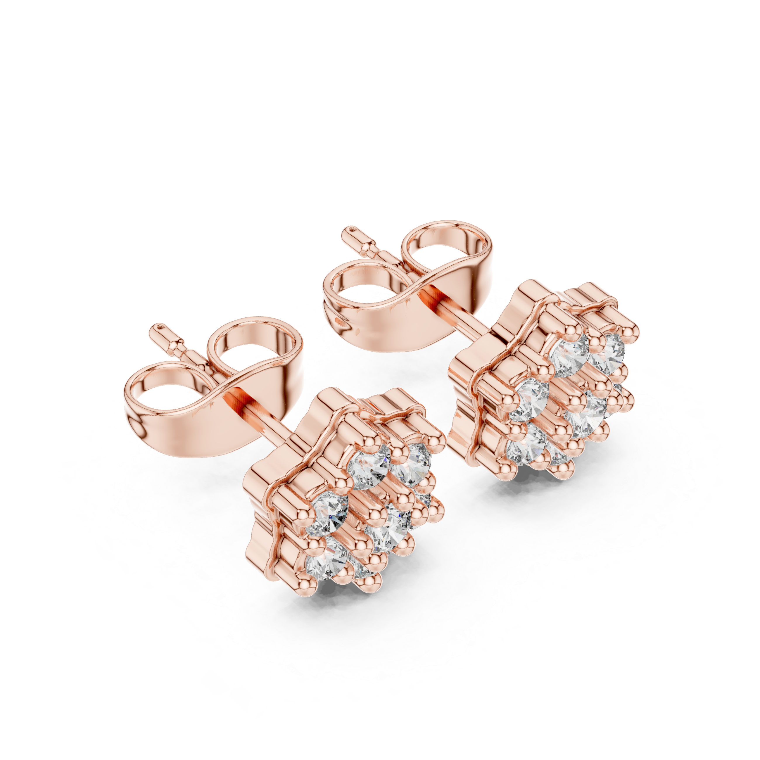 Geometric cluster Stud Earrings with Sparkling Gemstones