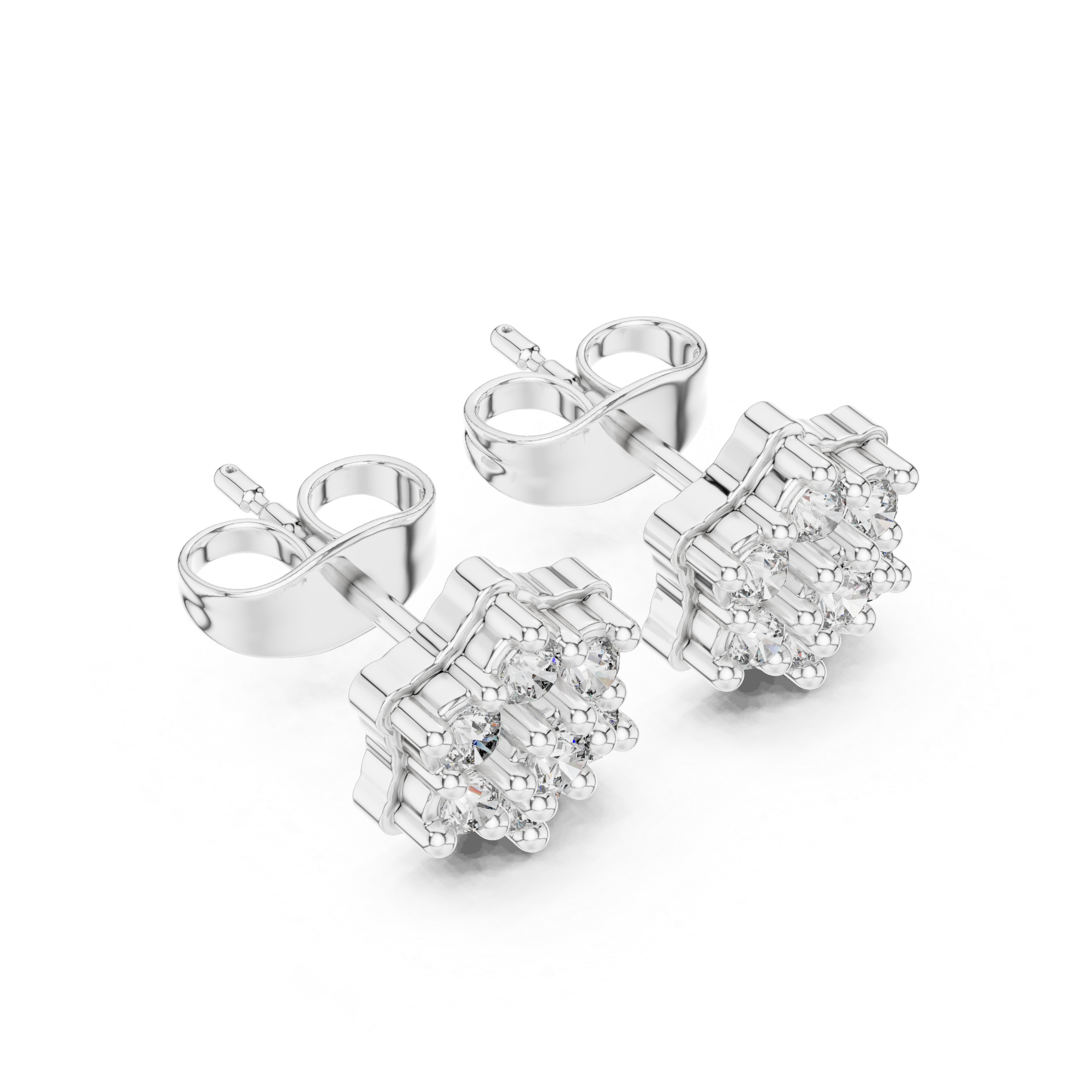 Geometric cluster Stud Earrings with Sparkling Gemstones